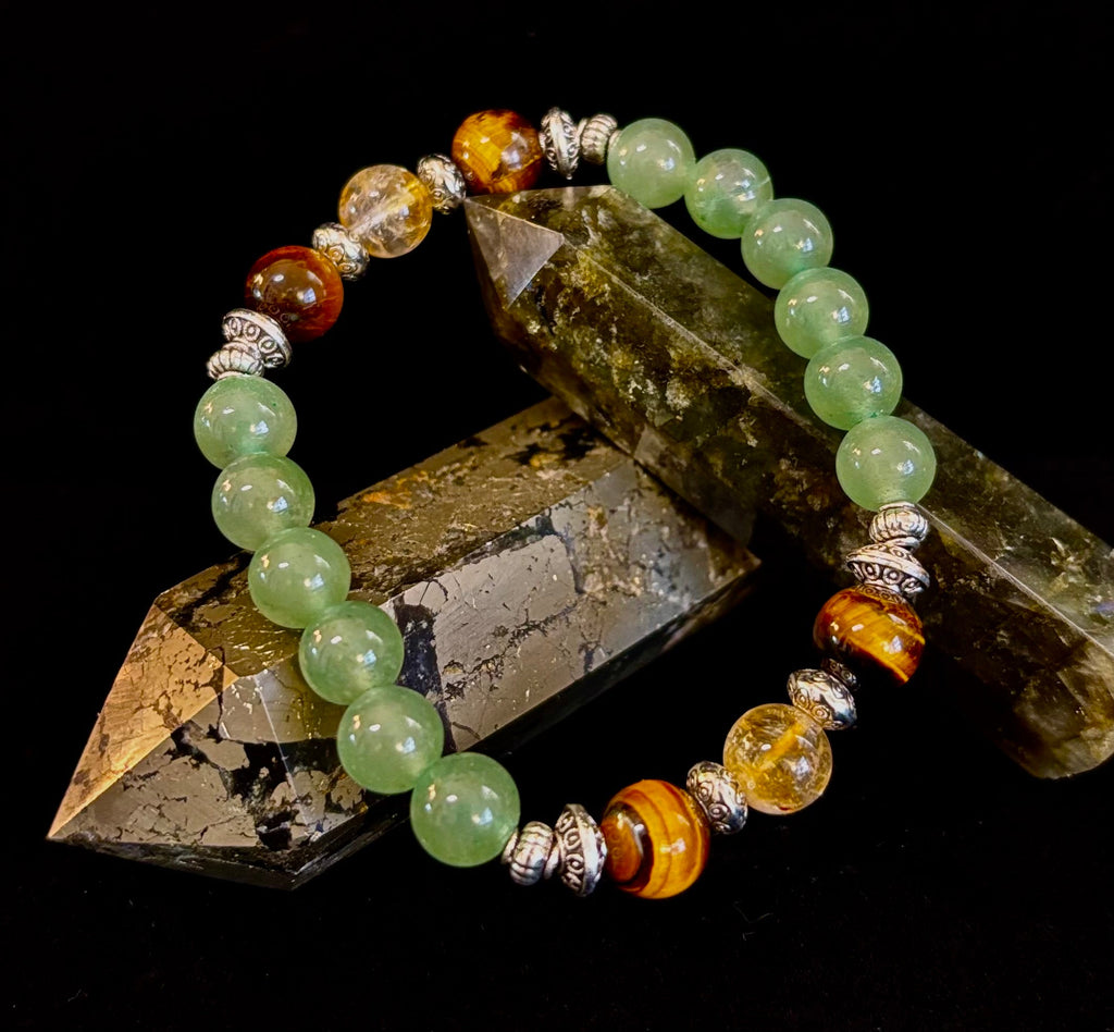 Abundance & Luck Intention Bracelet – Reiki-Infused Citrine, Tiger Eye & Green Aventurine | | Wiccan Center