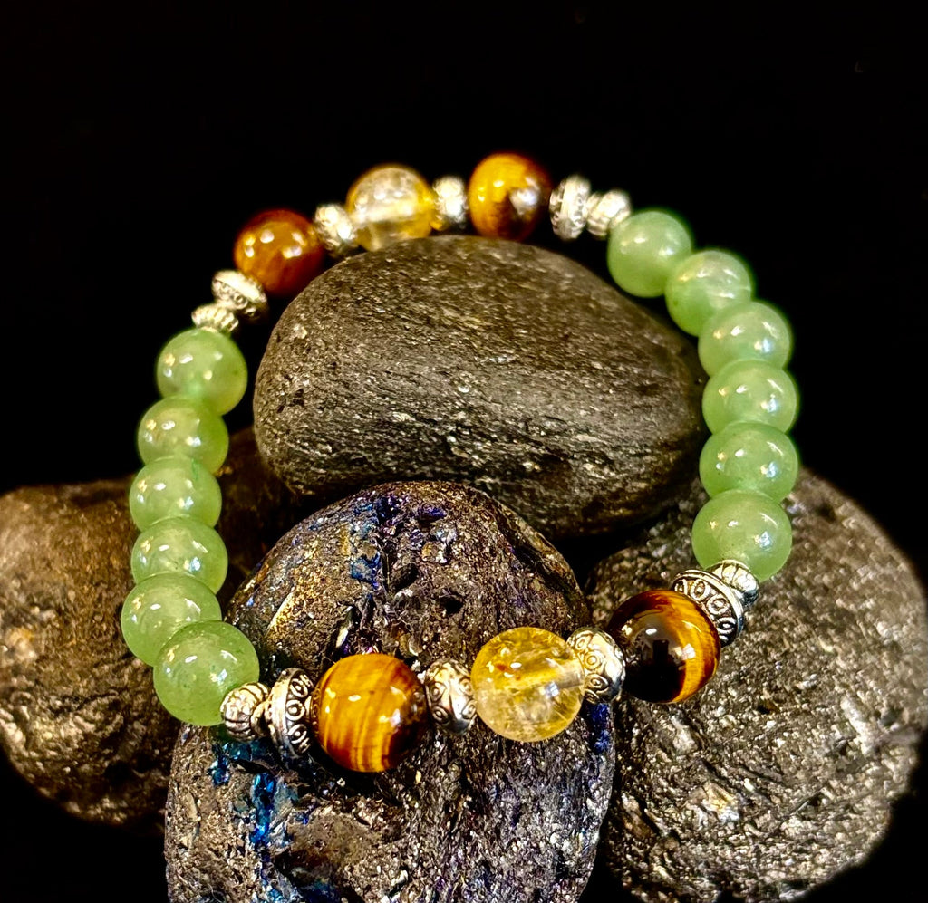 Abundance & Luck Intention Bracelet – Reiki-Infused Citrine, Tiger Eye & Green Aventurine | | Wiccan Center