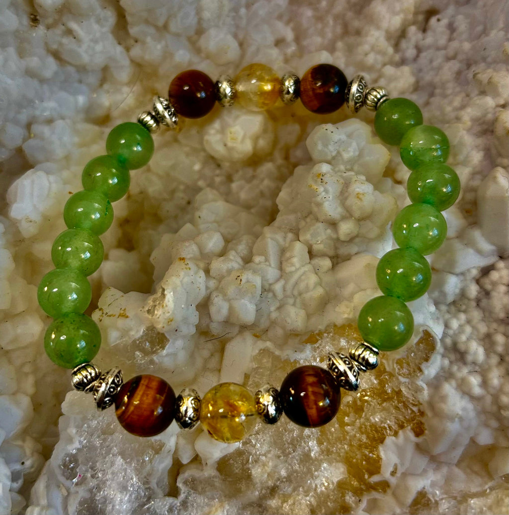 Abundance & Luck Intention Bracelet – Reiki-Infused Citrine, Tiger Eye & Green Aventurine | | Wiccan Center