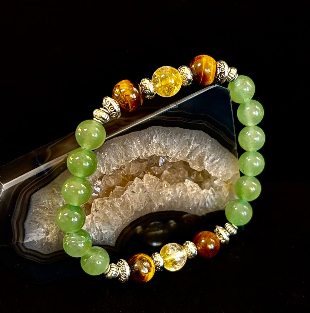 Abundance & Luck Intention Bracelet – Reiki-Infused Citrine, Tiger Eye & Green Aventurine | | Wiccan Center