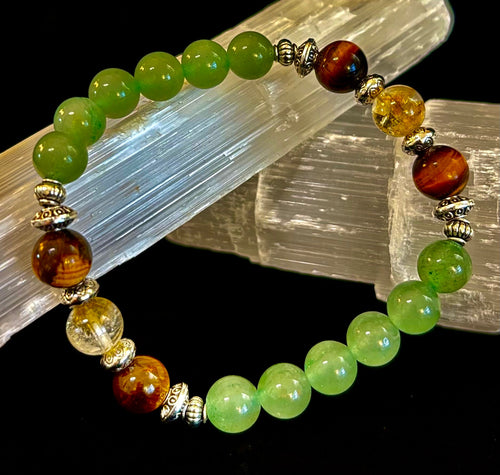 Abundance & Luck Intention Bracelet – Reiki-Infused Citrine, Tiger Eye & Green Aventurine | | Wiccan Center