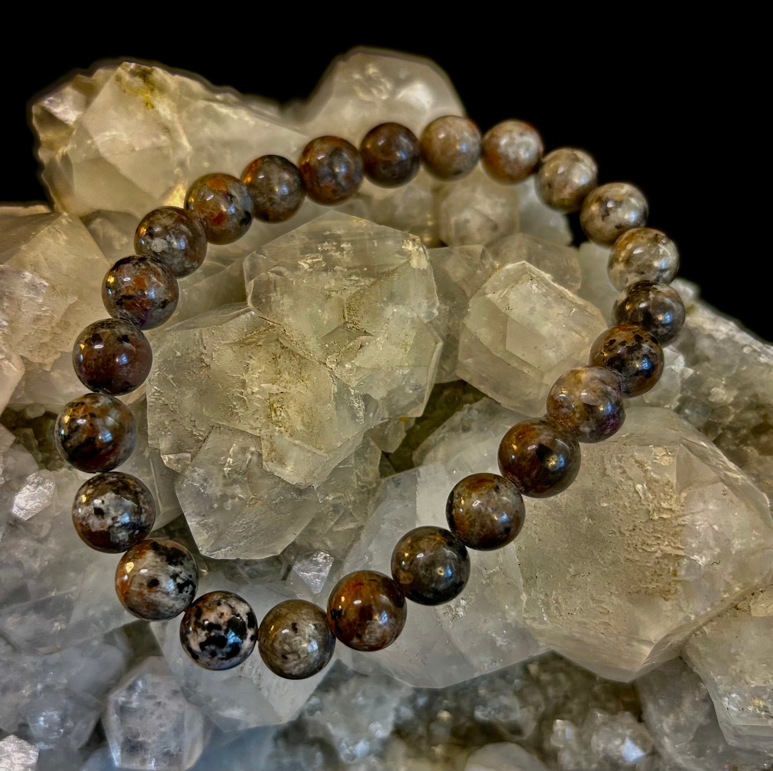 Yooperlite Grounding Bracelet – Natural UV Reactive Stone, 8mm Beads (Large Wrists) | | Wiccan Center