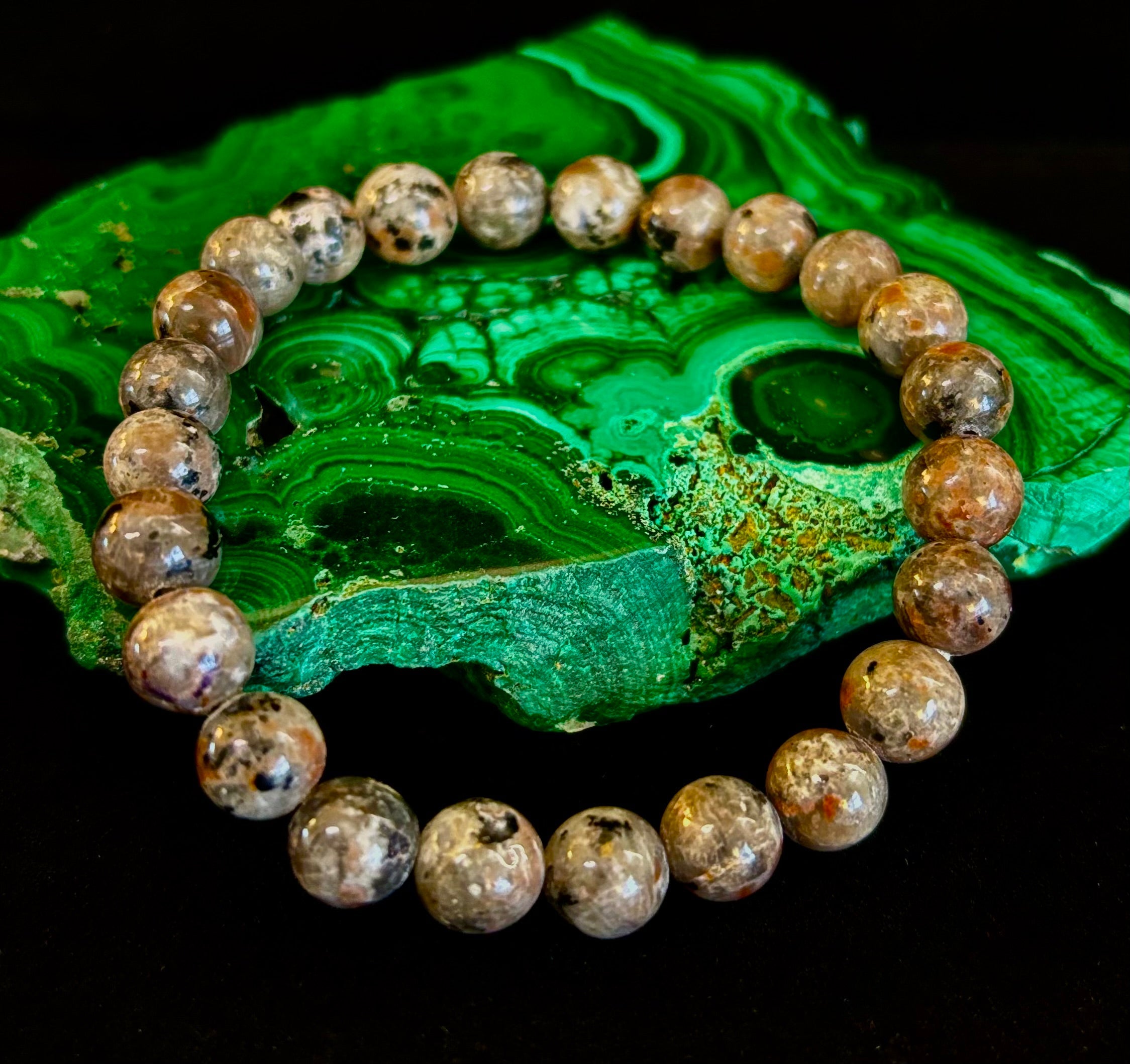 Yooperlite Grounding Bracelet – Natural UV Reactive Stone, 8mm Beads (Large Wrists) | | Wiccan Center