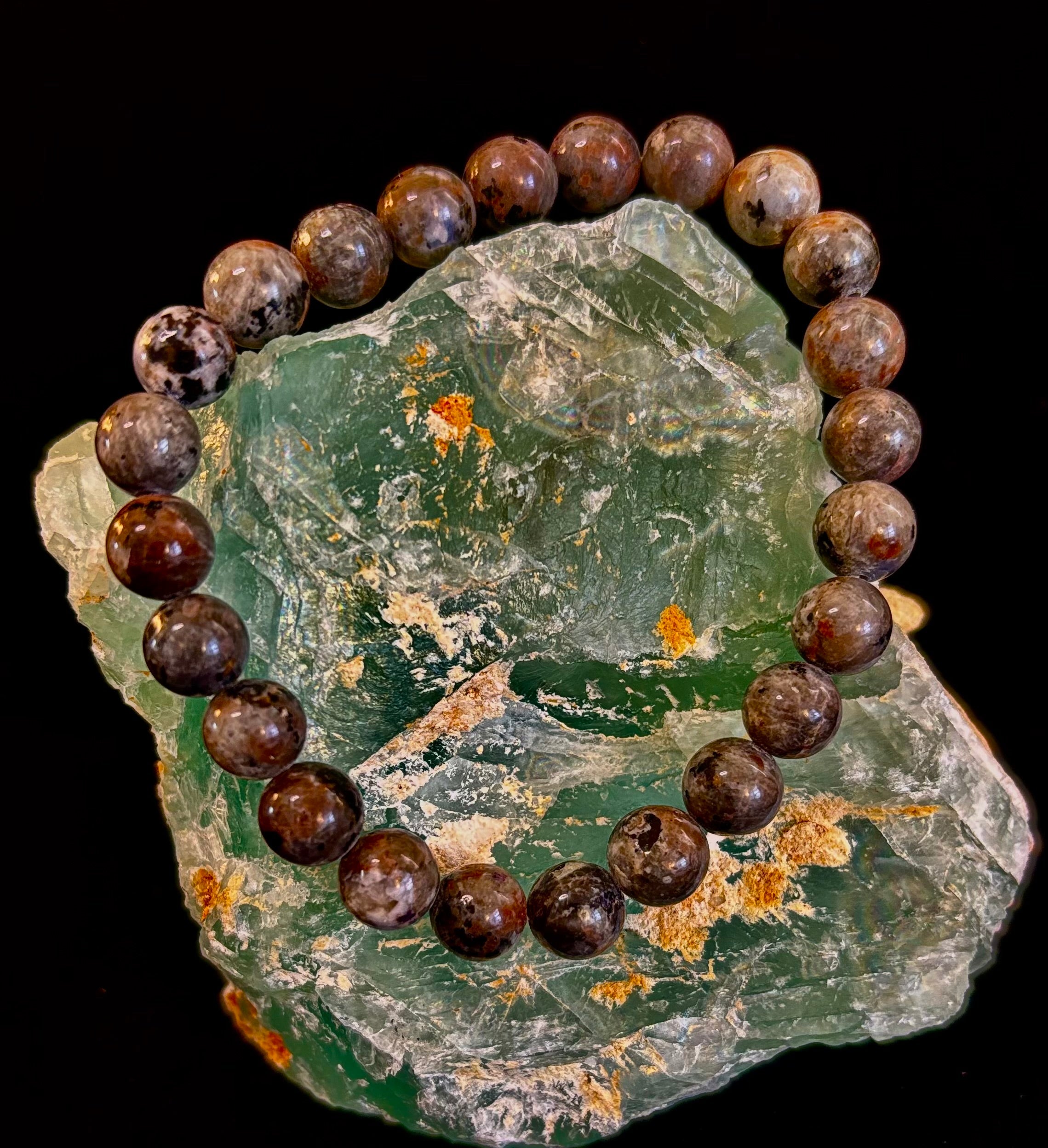 Yooperlite Grounding Bracelet – Natural UV Reactive Stone, 8mm Beads (Large Wrists) | | Wiccan Center