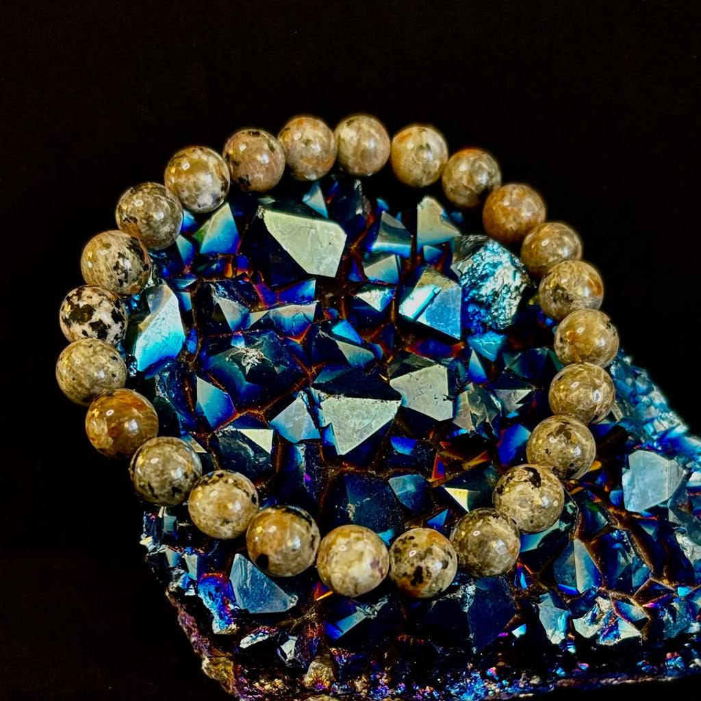 Yooperlite Grounding Bracelet – Natural UV Reactive Stone, 8mm Beads (Large Wrists) | | Wiccan Center