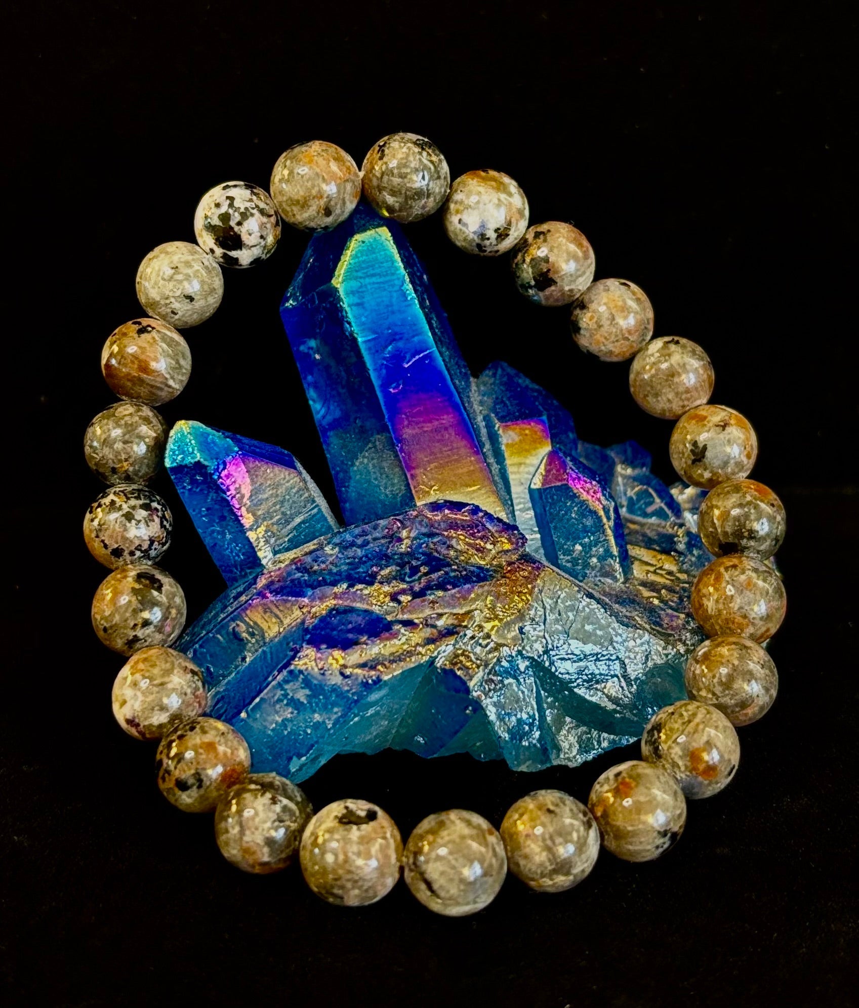 Yooperlite Grounding Bracelet – Natural UV Reactive Stone, 8mm Beads (Large Wrists) | | Wiccan Center