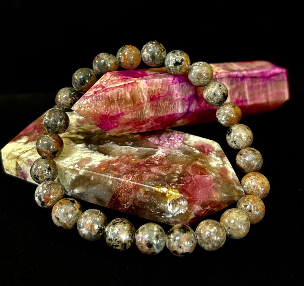 Yooperlite Grounding Bracelet – Natural UV Reactive Stone, 8mm Beads (Large Wrists) | | Wiccan Center