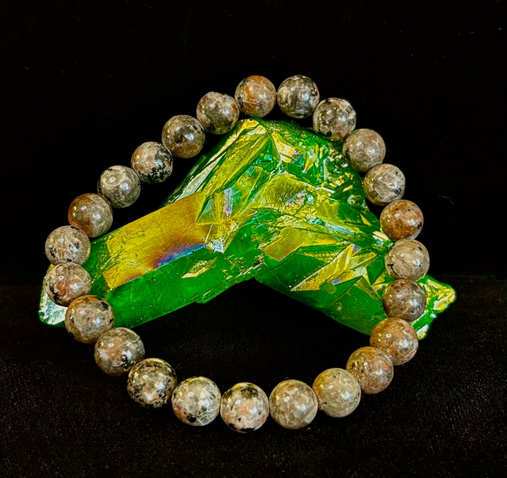 Yooperlite Grounding Bracelet – Natural UV Reactive Stone, 8mm Beads (Large Wrists) | | Wiccan Center
