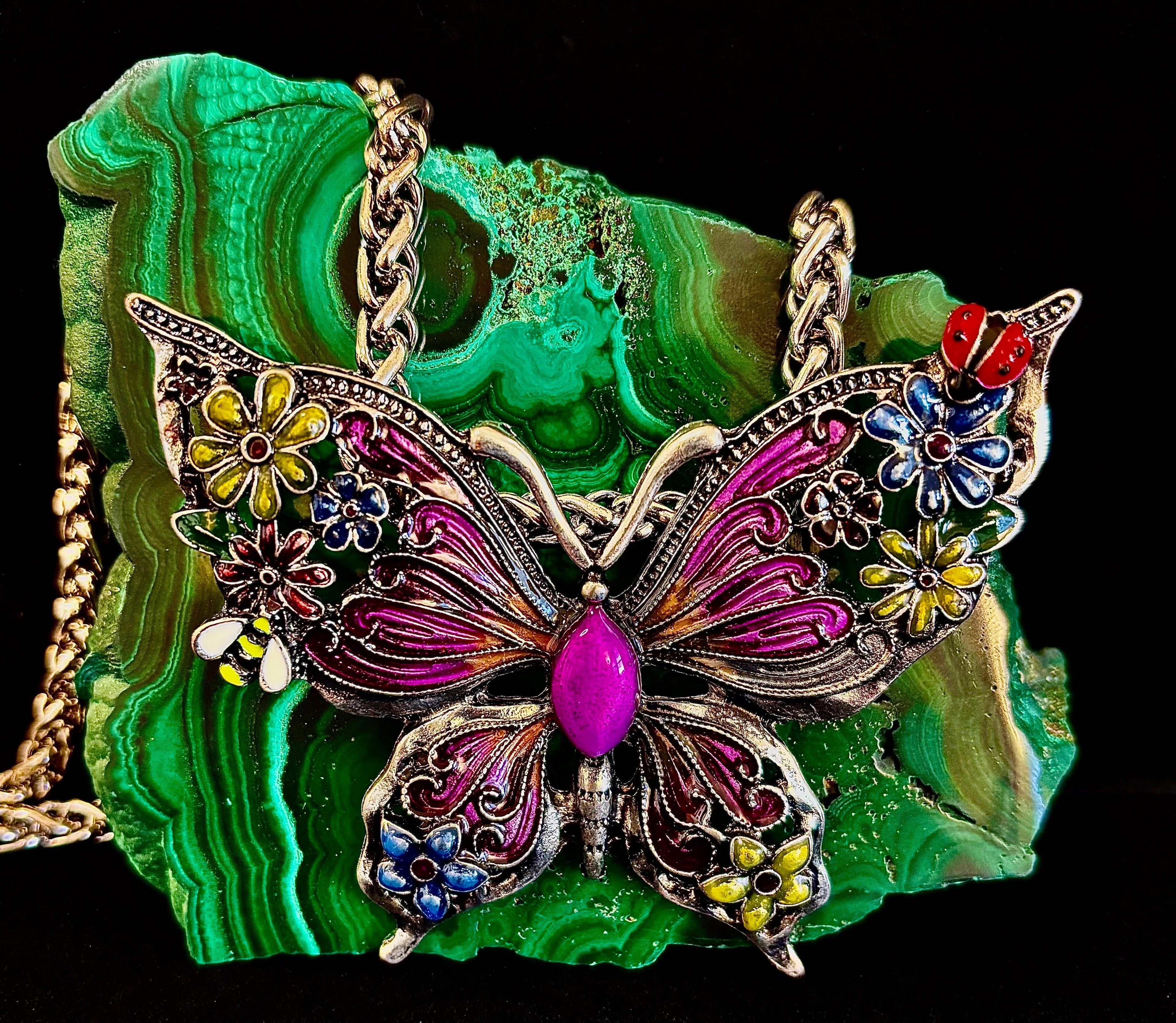 Statement Butterfly Necklace – Bold Enamel Butterfly Pendant in Purple or Blue | | Wiccan Center