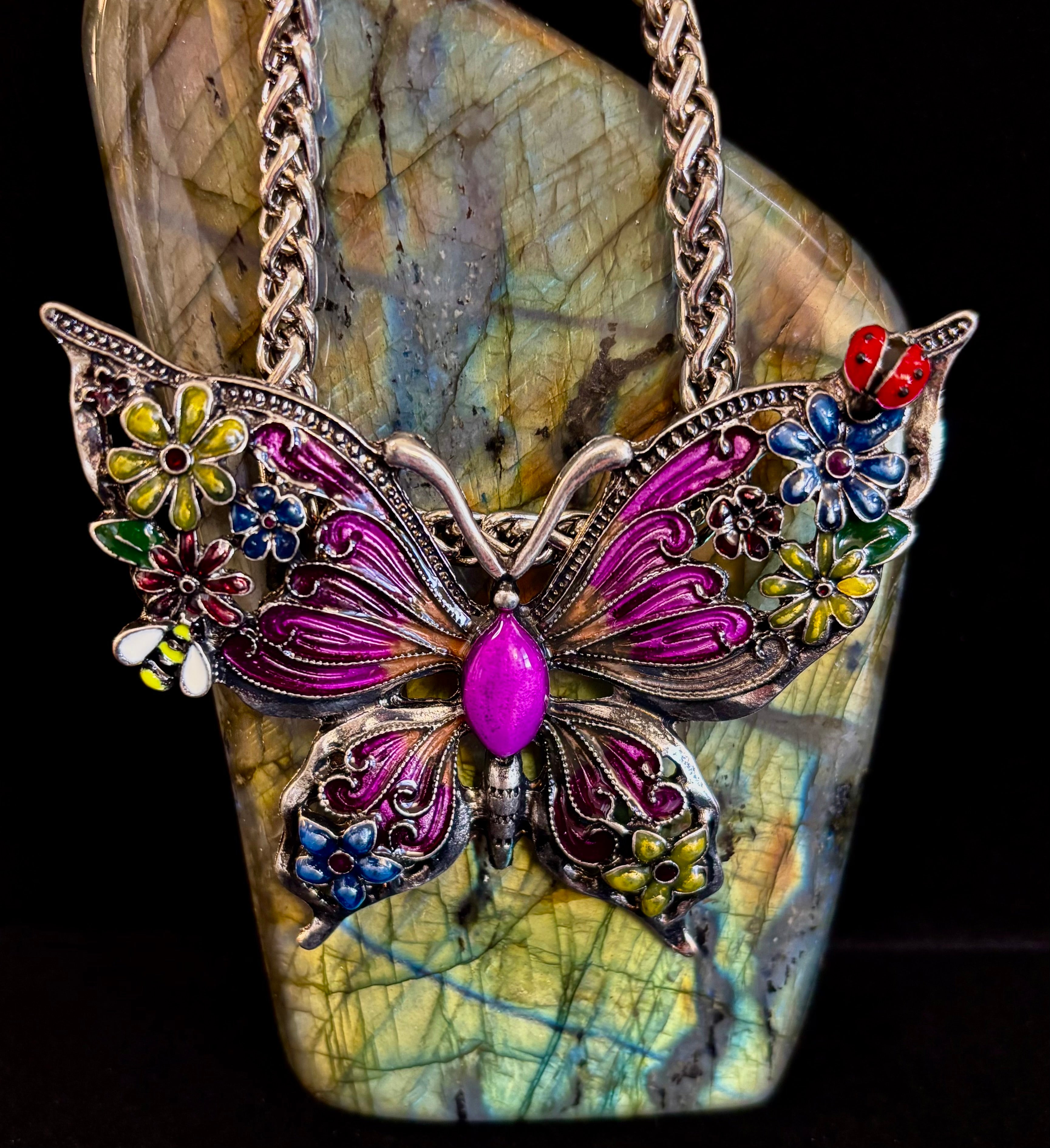 Statement Butterfly Necklace – Bold Enamel Butterfly Pendant in Purple or Blue | | Wiccan Center