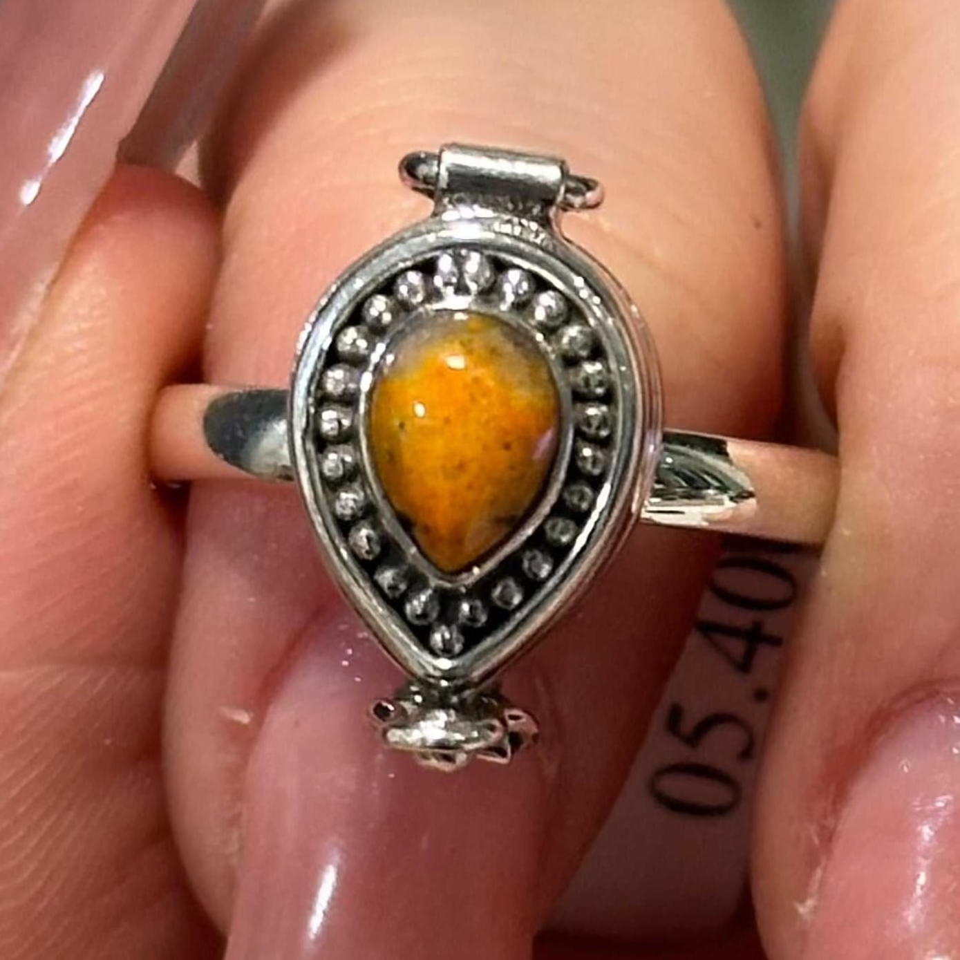 BumbleBee Jasper Poison Ring Size- 10 (05.4040) | Rings | Wiccan Center