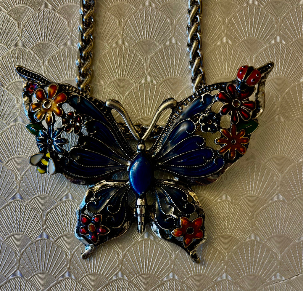 Statement Butterfly Necklace – Bold Enamel Butterfly Pendant in Purple or Blue | | Wiccan Center