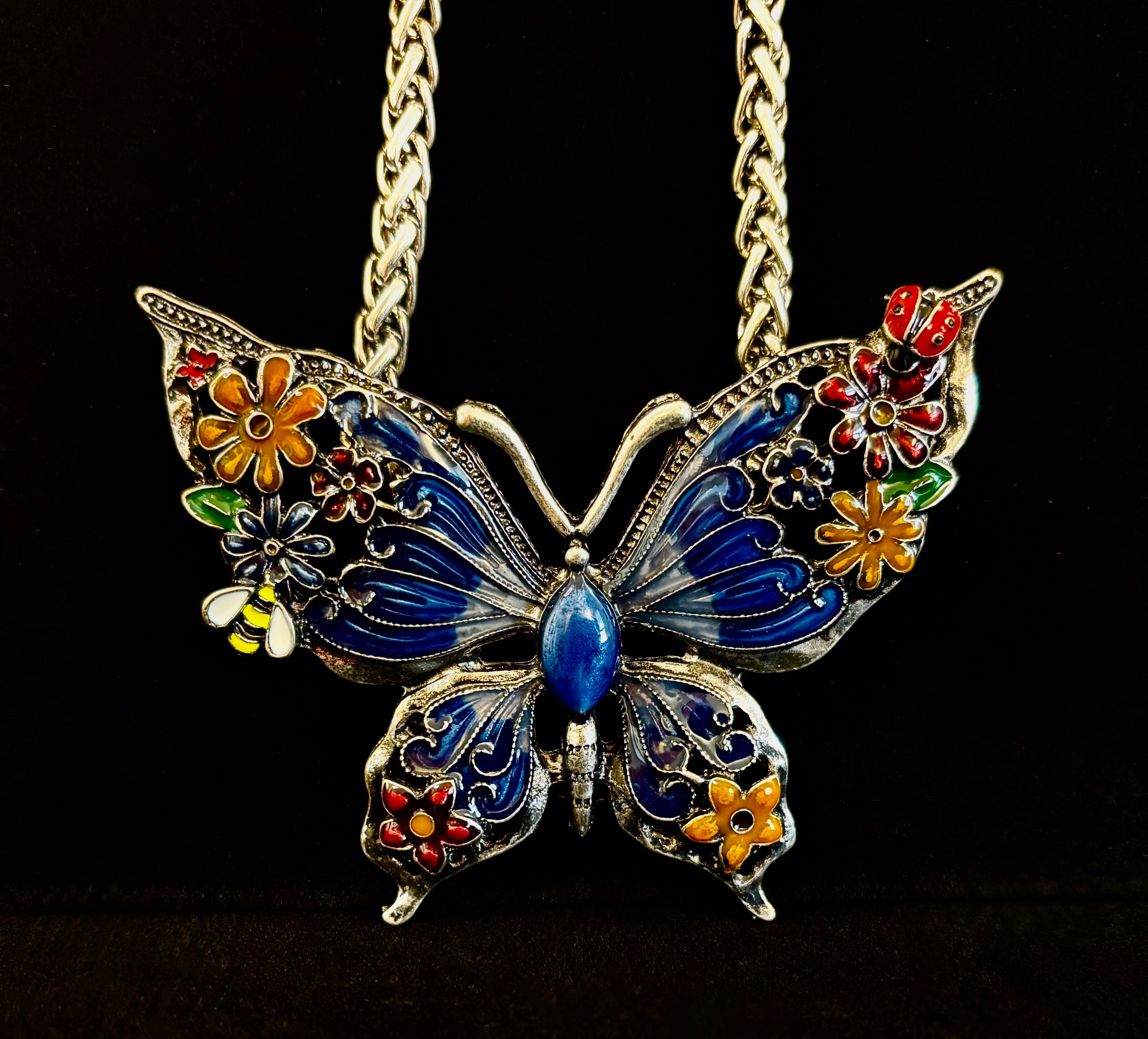 Statement Butterfly Necklace – Bold Enamel Butterfly Pendant in Purple or Blue | | Wiccan Center