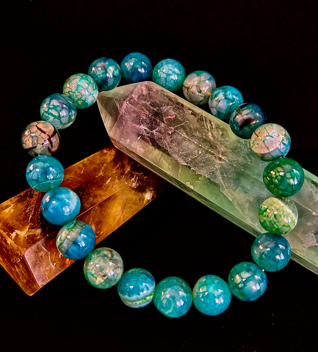Green Dragon Vein Agate Beaded Bracelet – Natural Stone Jewelry (8mm/10mm) | | Wiccan Center