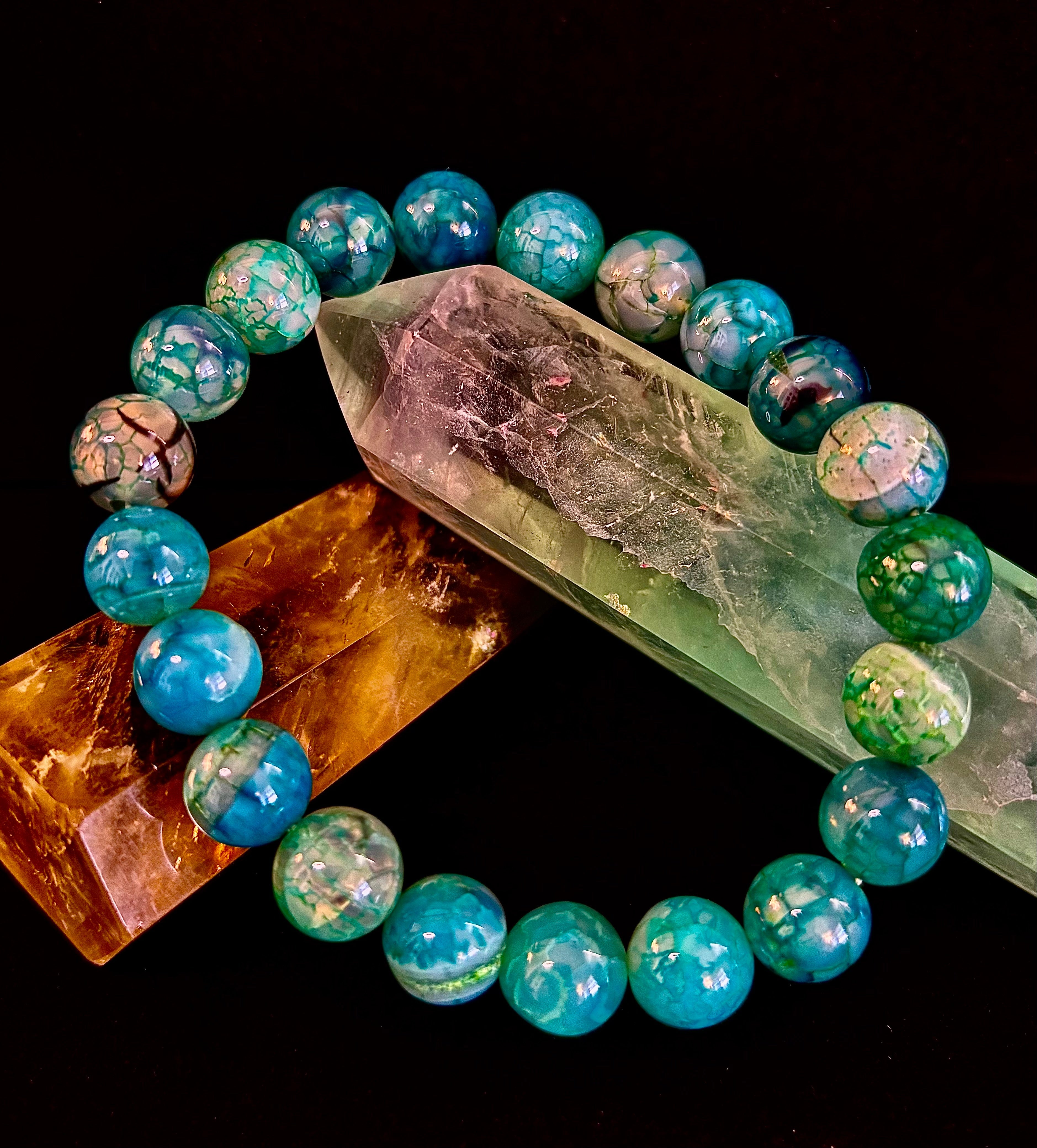 Green Dragon Vein Agate Beaded Bracelet – Natural Stone Jewelry (8mm/10mm) | | Wiccan Center