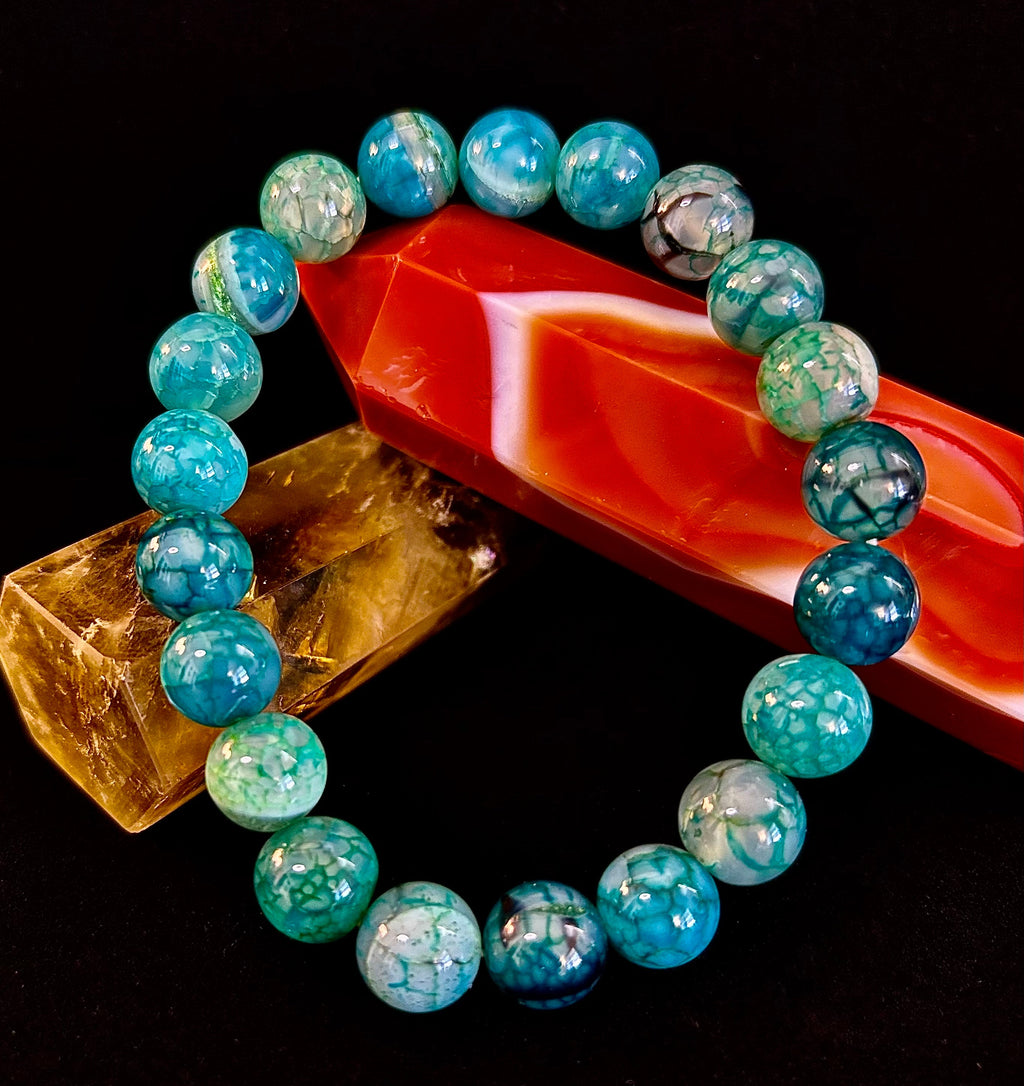 Green Dragon Vein Agate Beaded Bracelet – Natural Stone Jewelry (8mm/10mm) | | Wiccan Center