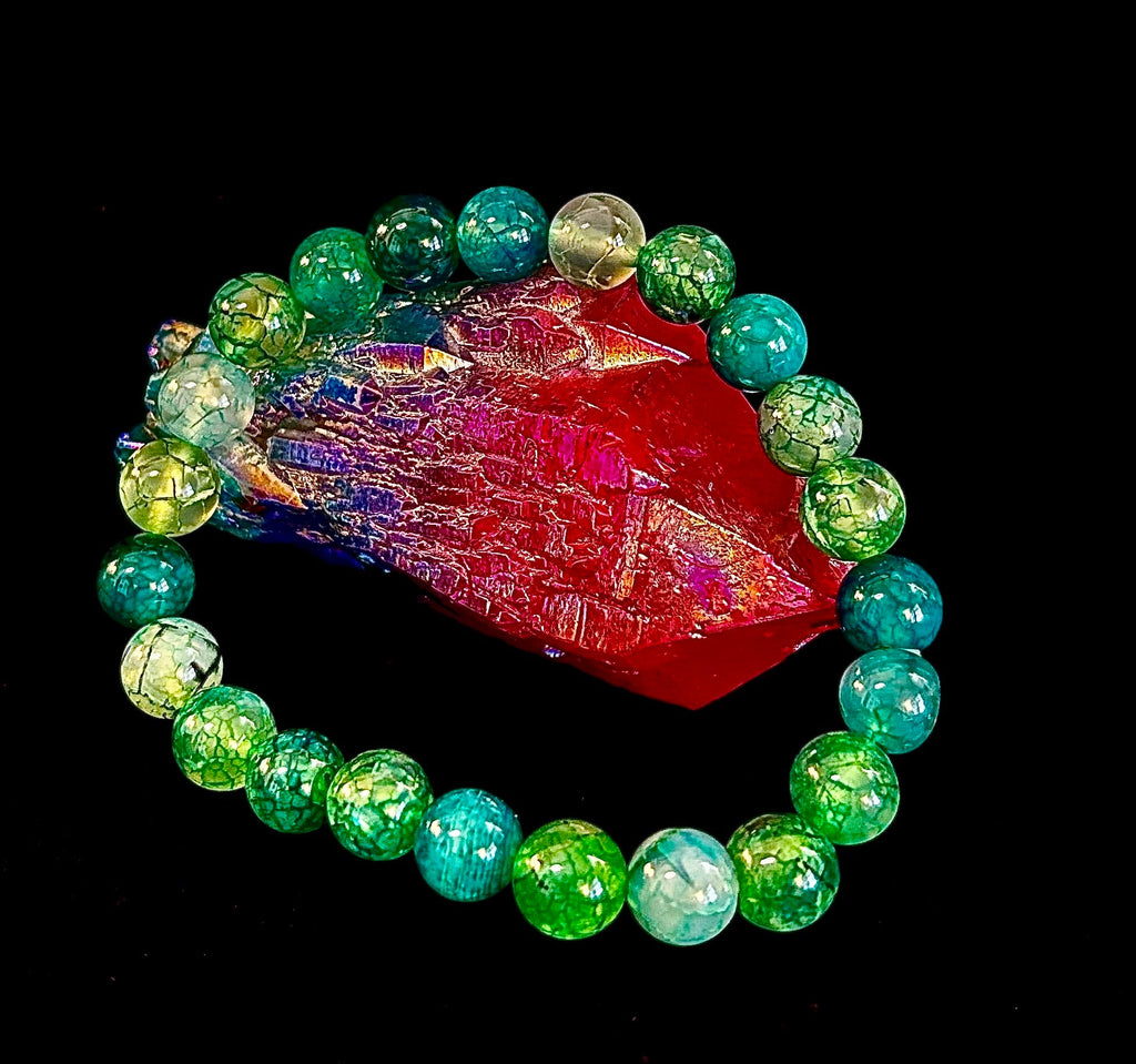 Green Dragon Vein Agate Beaded Bracelet – Natural Stone Jewelry (8mm/10mm) | | Wiccan Center