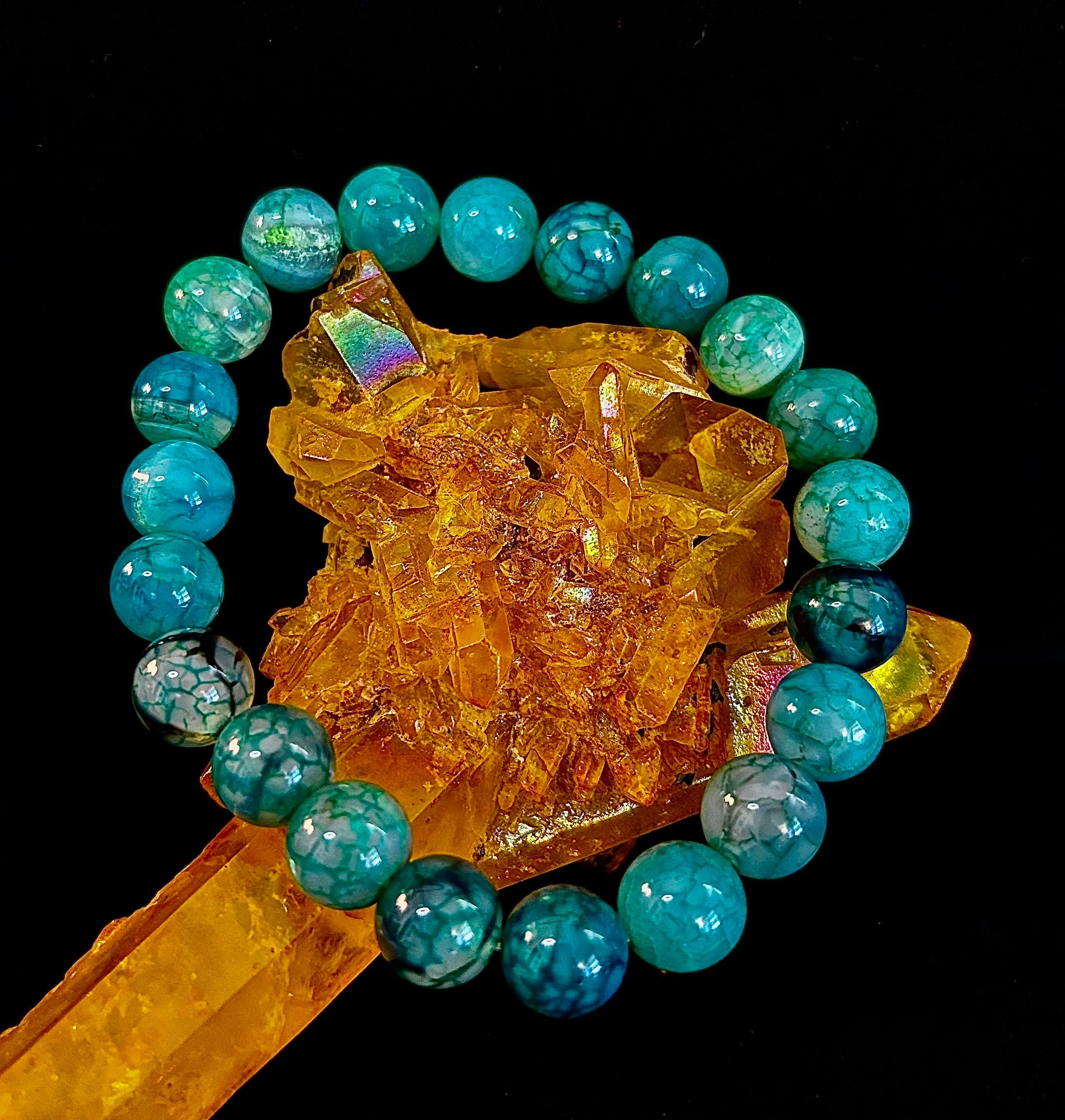 Green Dragon Vein Agate Beaded Bracelet – Natural Stone Jewelry (8mm/10mm) | | Wiccan Center