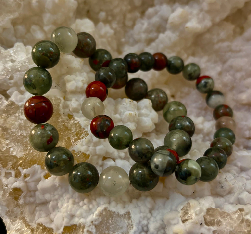 African Bloodstone Bracelet – Courage, Strength & Grounding Beaded Bracelet (8mm or 10mm) | | Wiccan Center