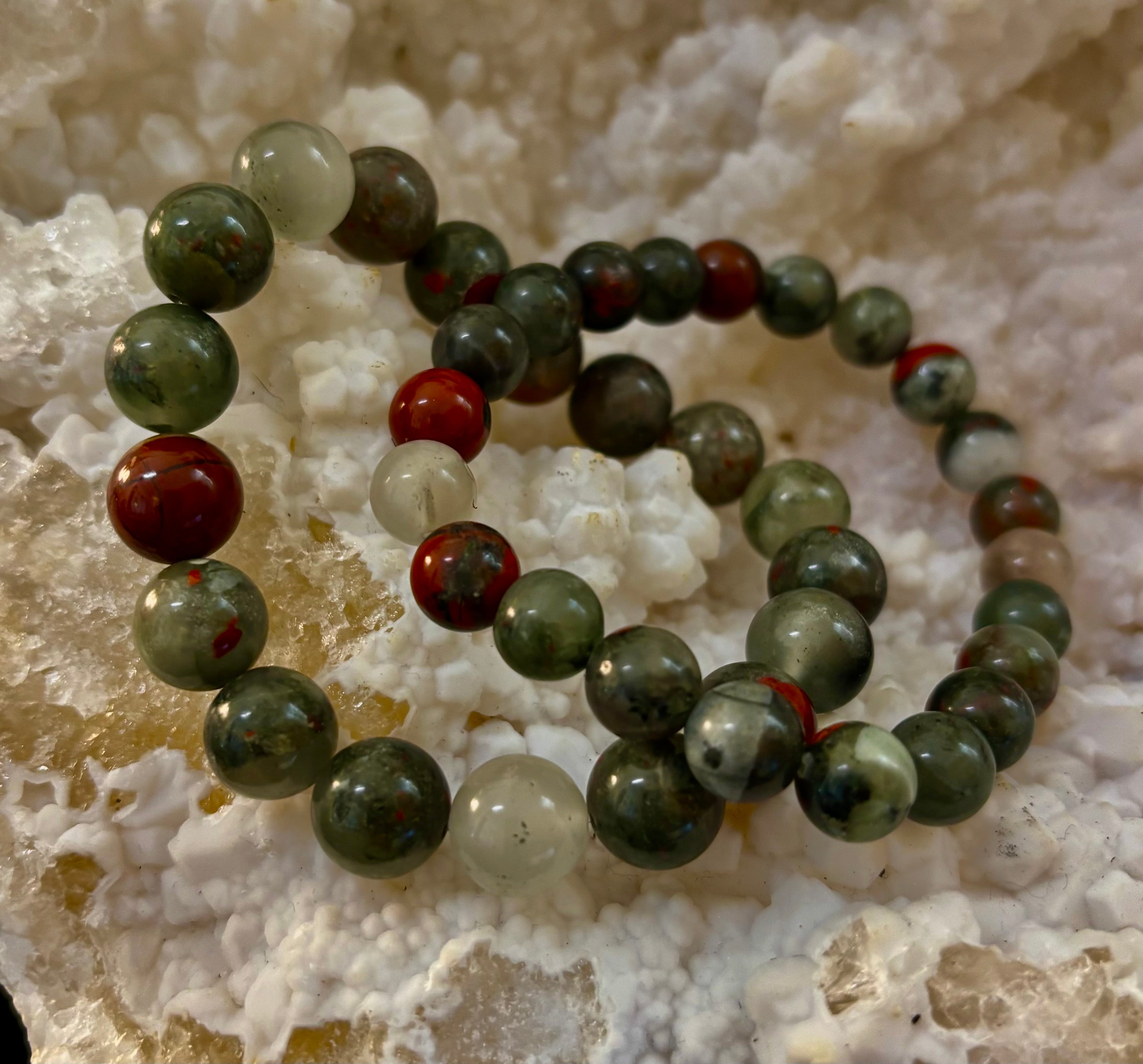 African Bloodstone Bracelet – Courage, Strength & Grounding Beaded Bracelet (8mm or 10mm) | | Wiccan Center