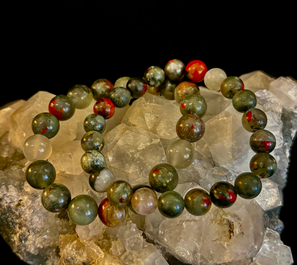 African Bloodstone Bracelet – Courage, Strength & Grounding Beaded Bracelet (8mm or 10mm) | | Wiccan Center
