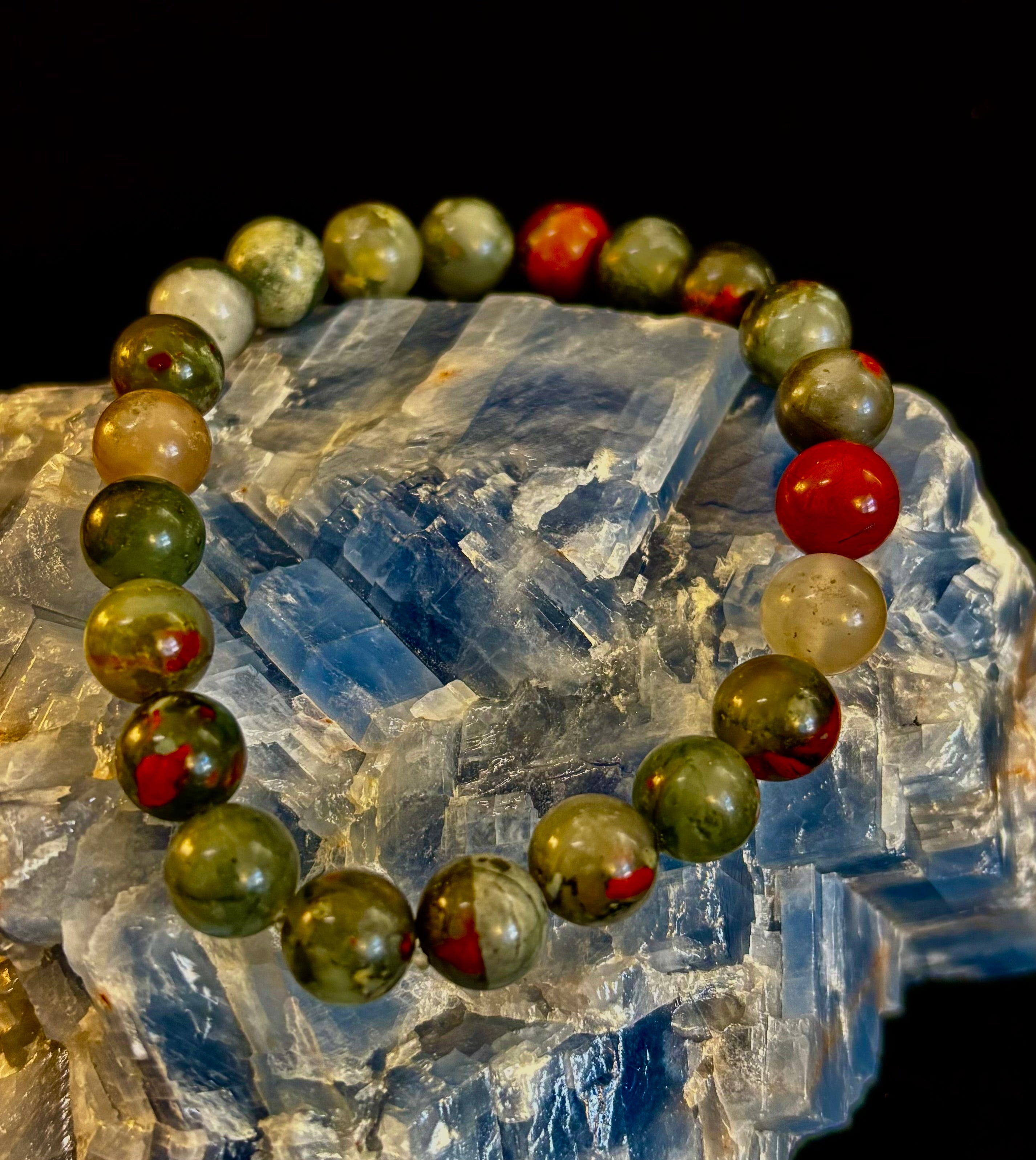 African Bloodstone Bracelet – Courage, Strength & Grounding Beaded Bracelet (8mm or 10mm) | | Wiccan Center