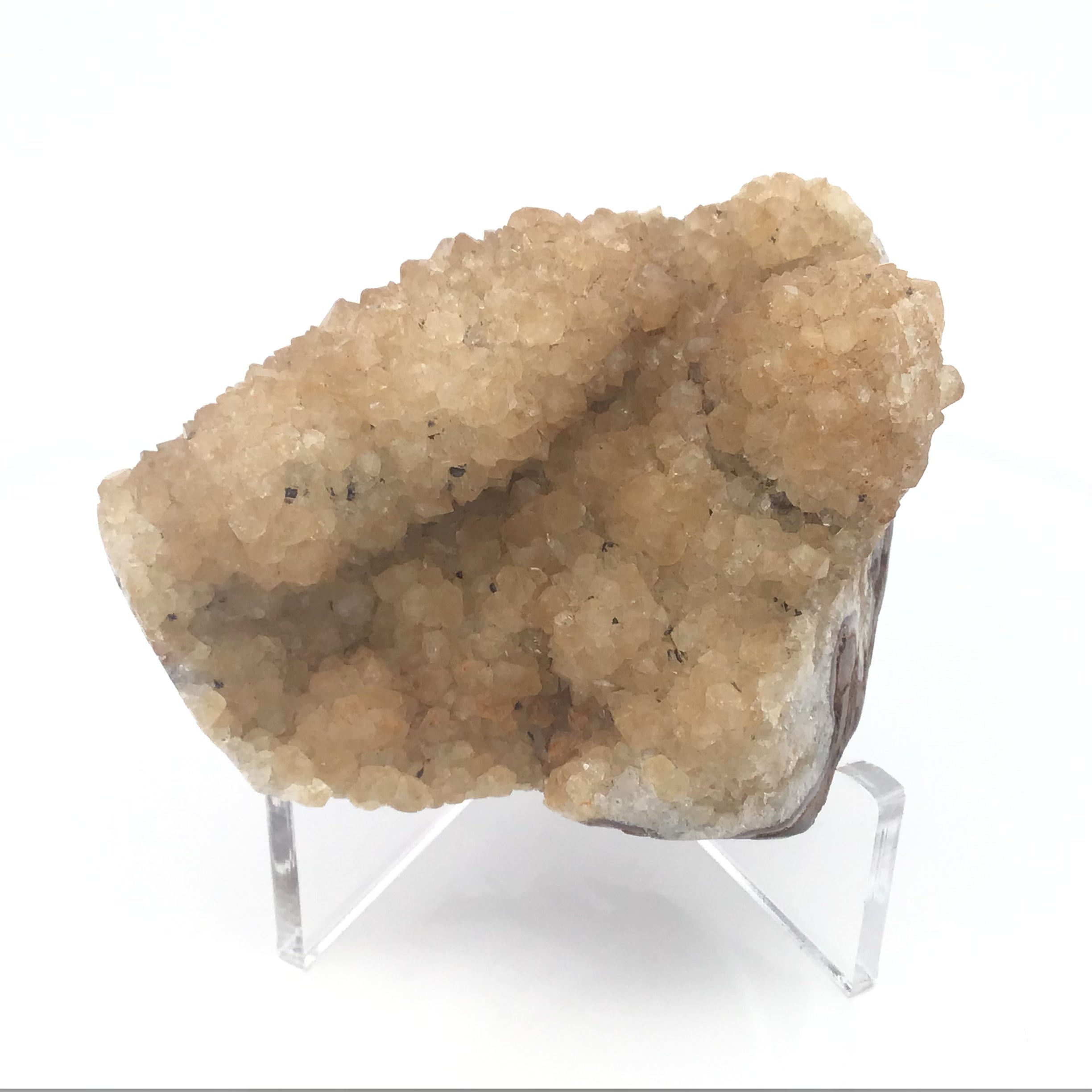 Citrine Druze Stalactite Specimen with Brown Matrix on Lucite Stand | Crystals & Minerals > Specimens | Wiccan Center