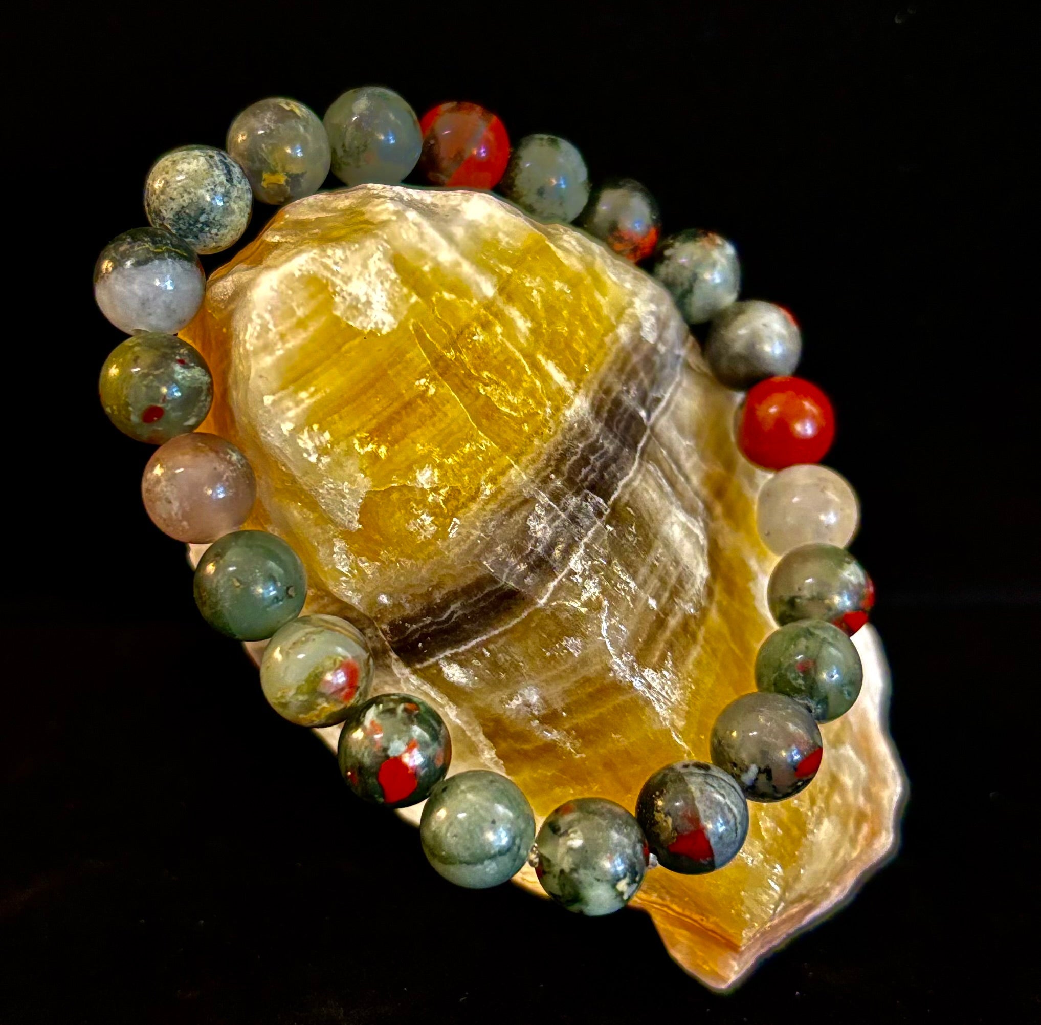 African Bloodstone Bracelet – Courage, Strength & Grounding Beaded Bracelet (8mm or 10mm) | | Wiccan Center