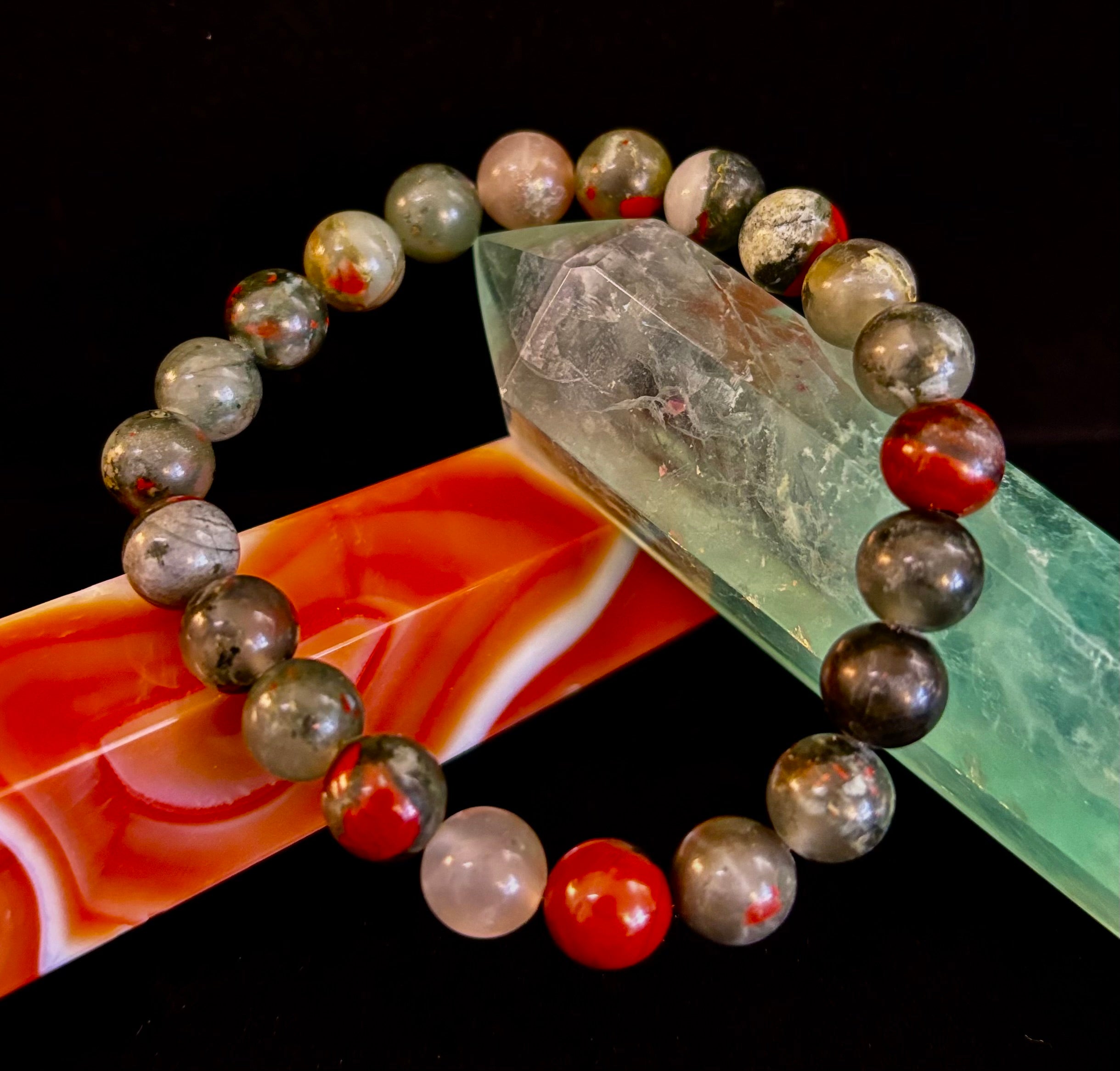 African Bloodstone Bracelet – Courage, Strength & Grounding Beaded Bracelet (8mm or 10mm) | | Wiccan Center