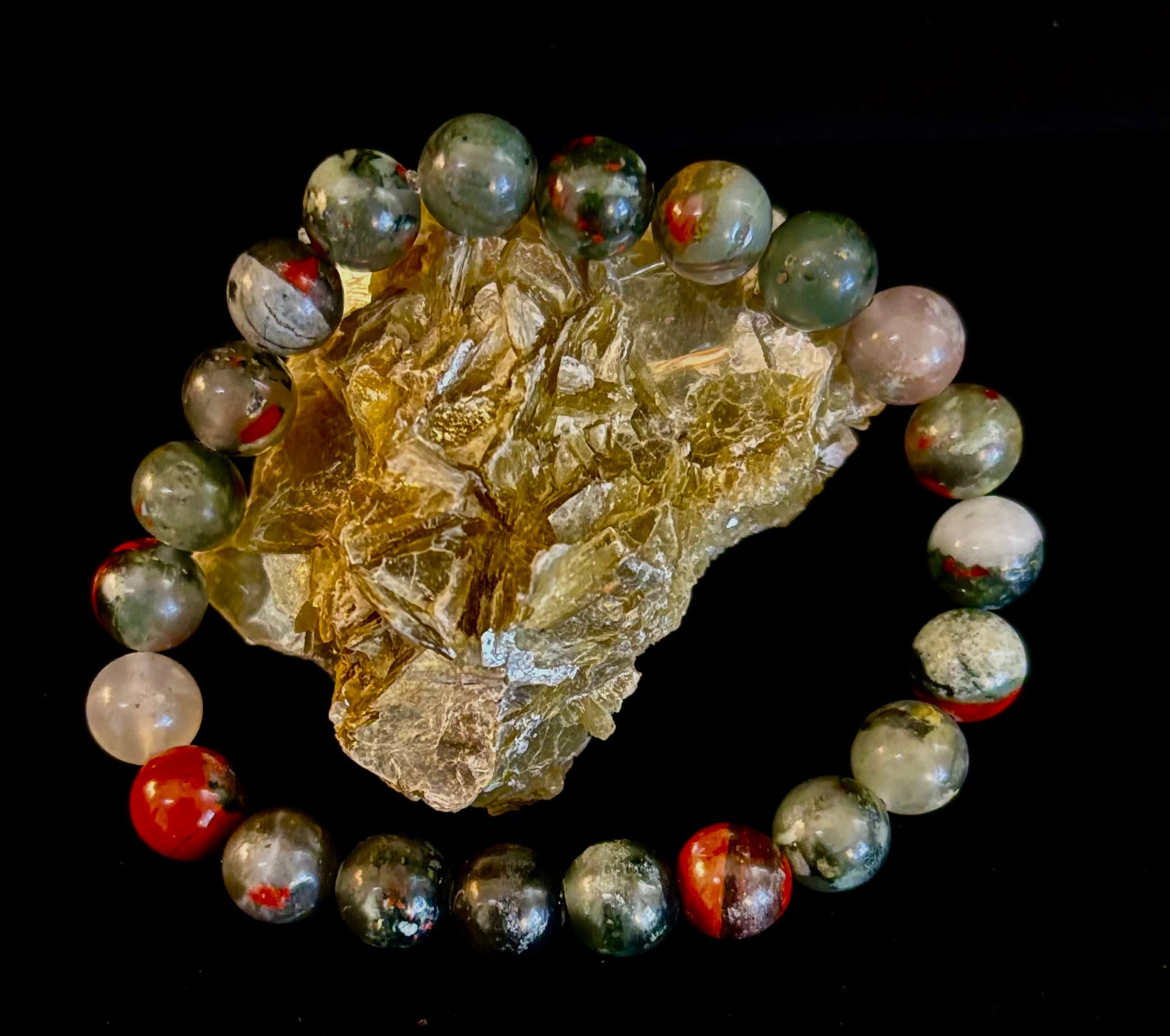 African Bloodstone Bracelet – Courage, Strength & Grounding Beaded Bracelet (8mm or 10mm) | | Wiccan Center