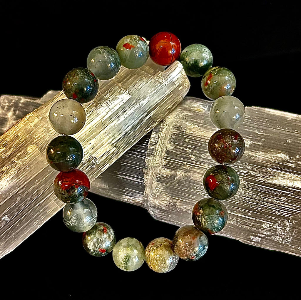 African Bloodstone Bracelet – Courage, Strength & Grounding Beaded Bracelet (8mm or 10mm) | | Wiccan Center