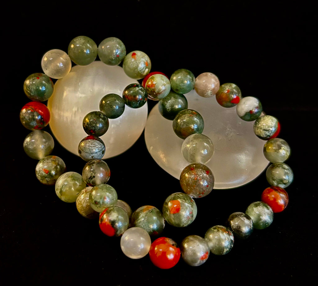 African Bloodstone Bracelet – Courage, Strength & Grounding Beaded Bracelet (8mm or 10mm) | | Wiccan Center