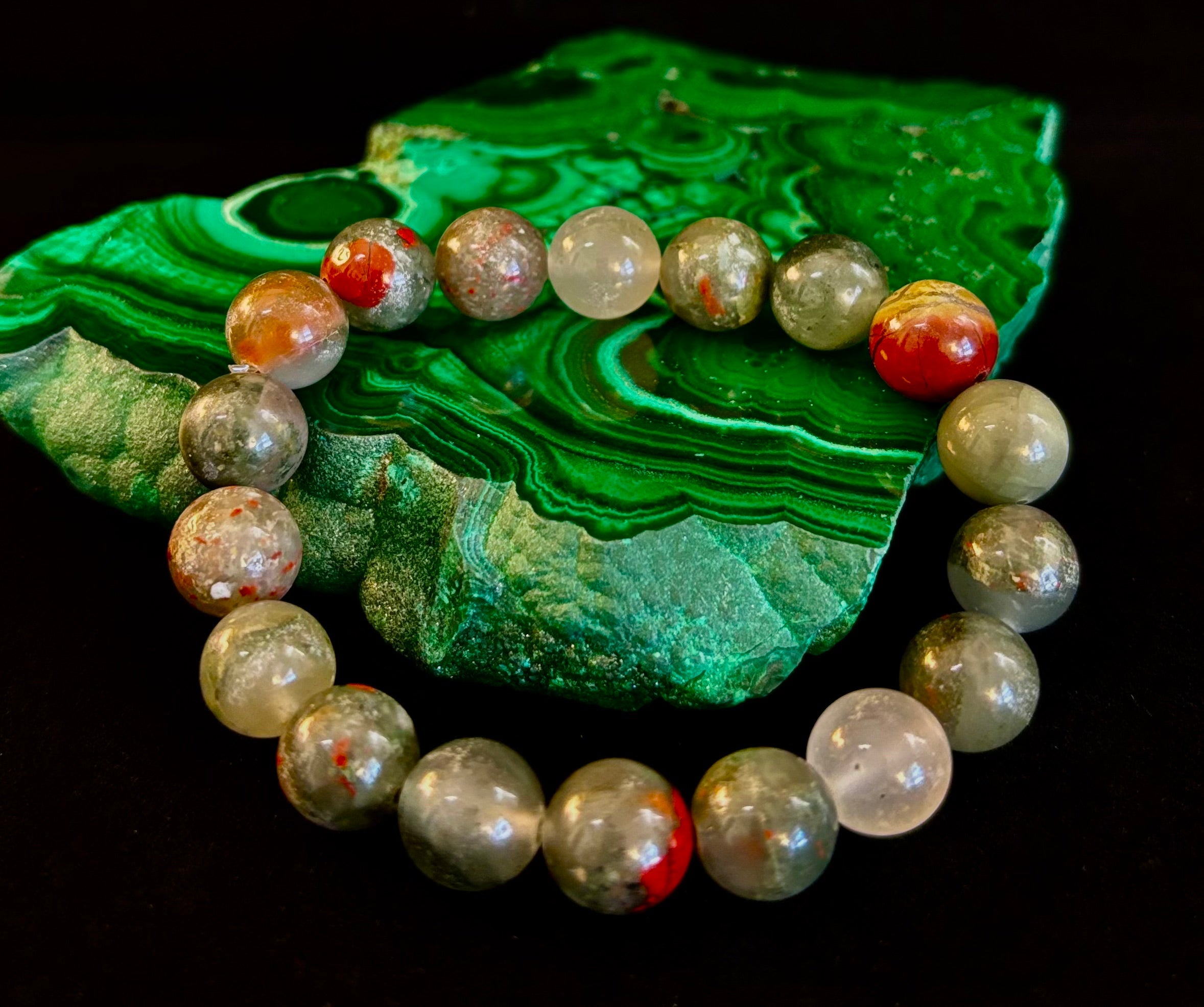 African Bloodstone Bracelet – Courage, Strength & Grounding Beaded Bracelet (8mm or 10mm) | | Wiccan Center
