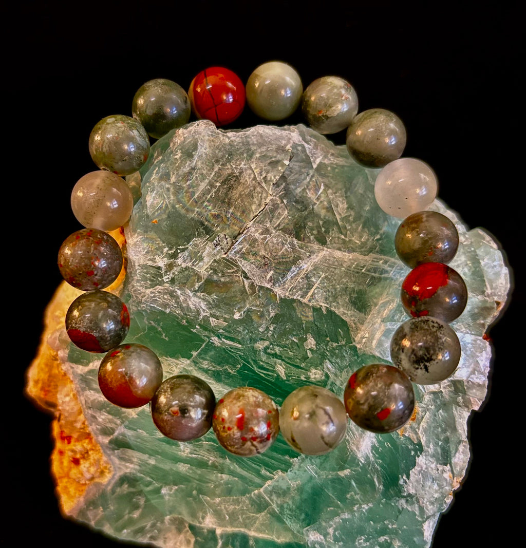 African Bloodstone Bracelet – Courage, Strength & Grounding Beaded Bracelet (8mm or 10mm) | | Wiccan Center