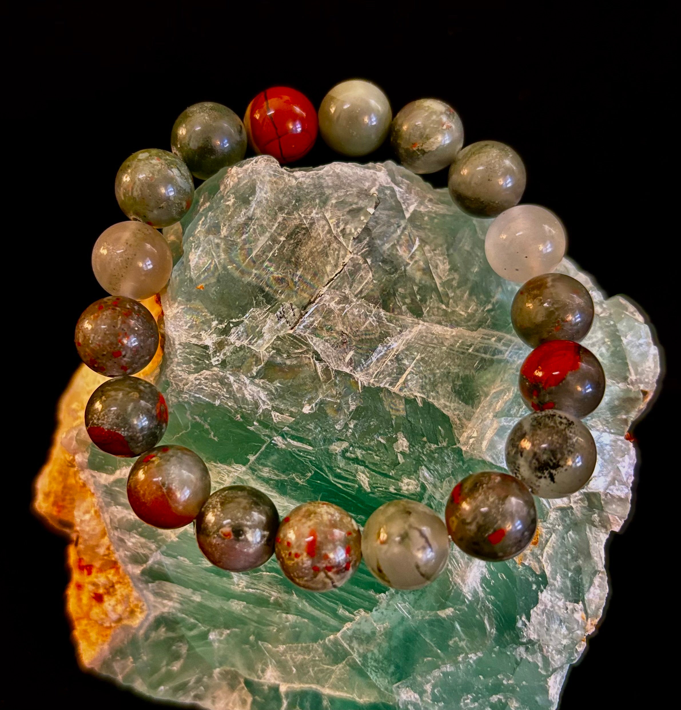 African Bloodstone Bracelet – Courage, Strength & Grounding Beaded Bracelet (8mm or 10mm) | | Wiccan Center