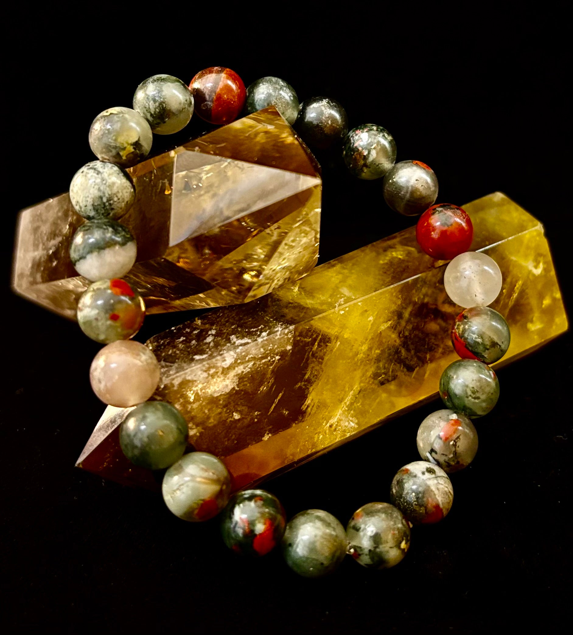 African Bloodstone Bracelet – Courage, Strength & Grounding Beaded Bracelet (8mm or 10mm) | | Wiccan Center