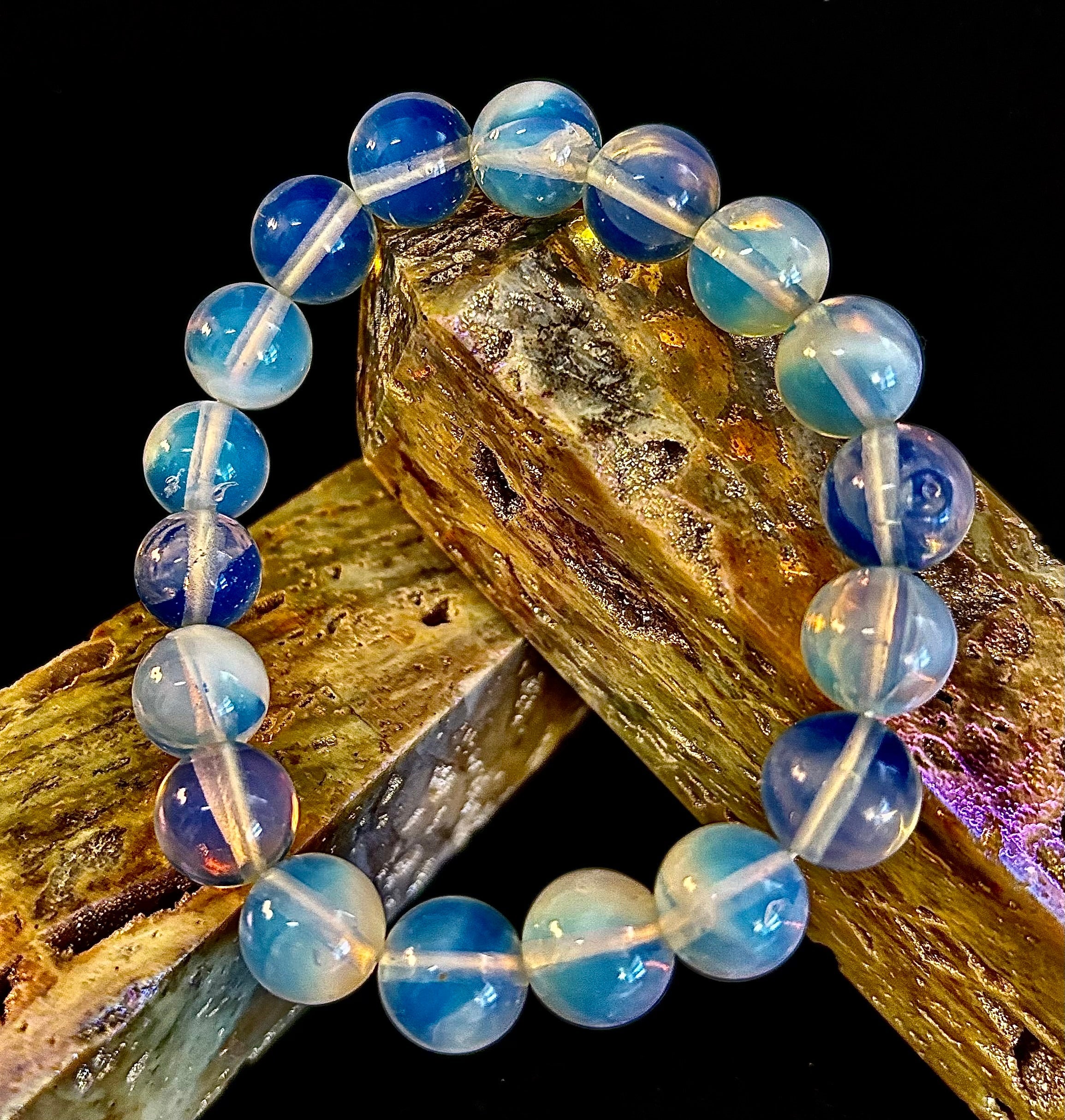 Opalite Healing Bracelet – Spiritual Energy & Inner Peace (8mm or 10mm Beads, Two Wrist Size Options) | | Wiccan Center