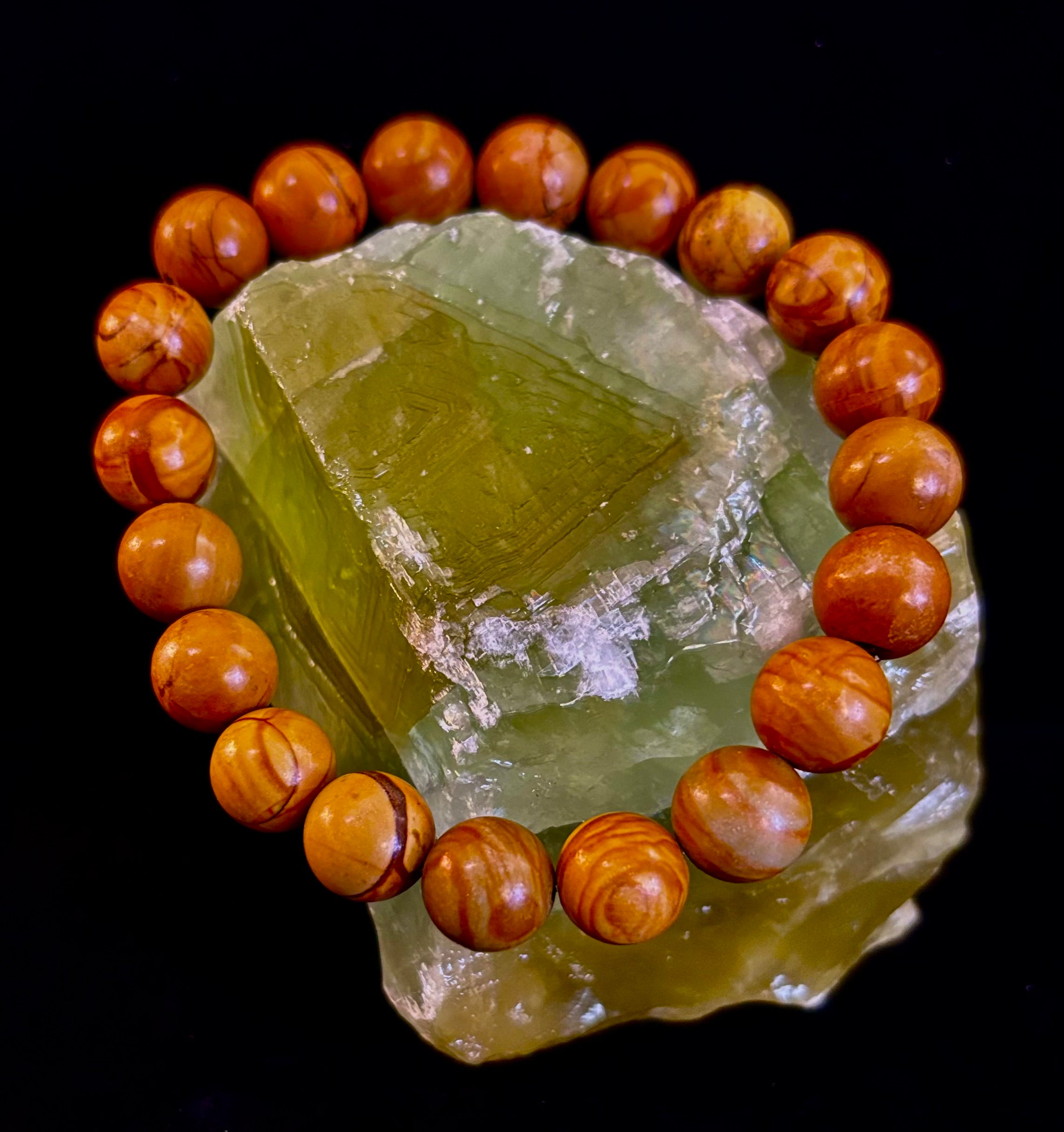 Wood Lace Agate 8mm Reiki-Infused Grounding & Manifestation Bracelet (Medium-Large Wrists) | | Wiccan Center