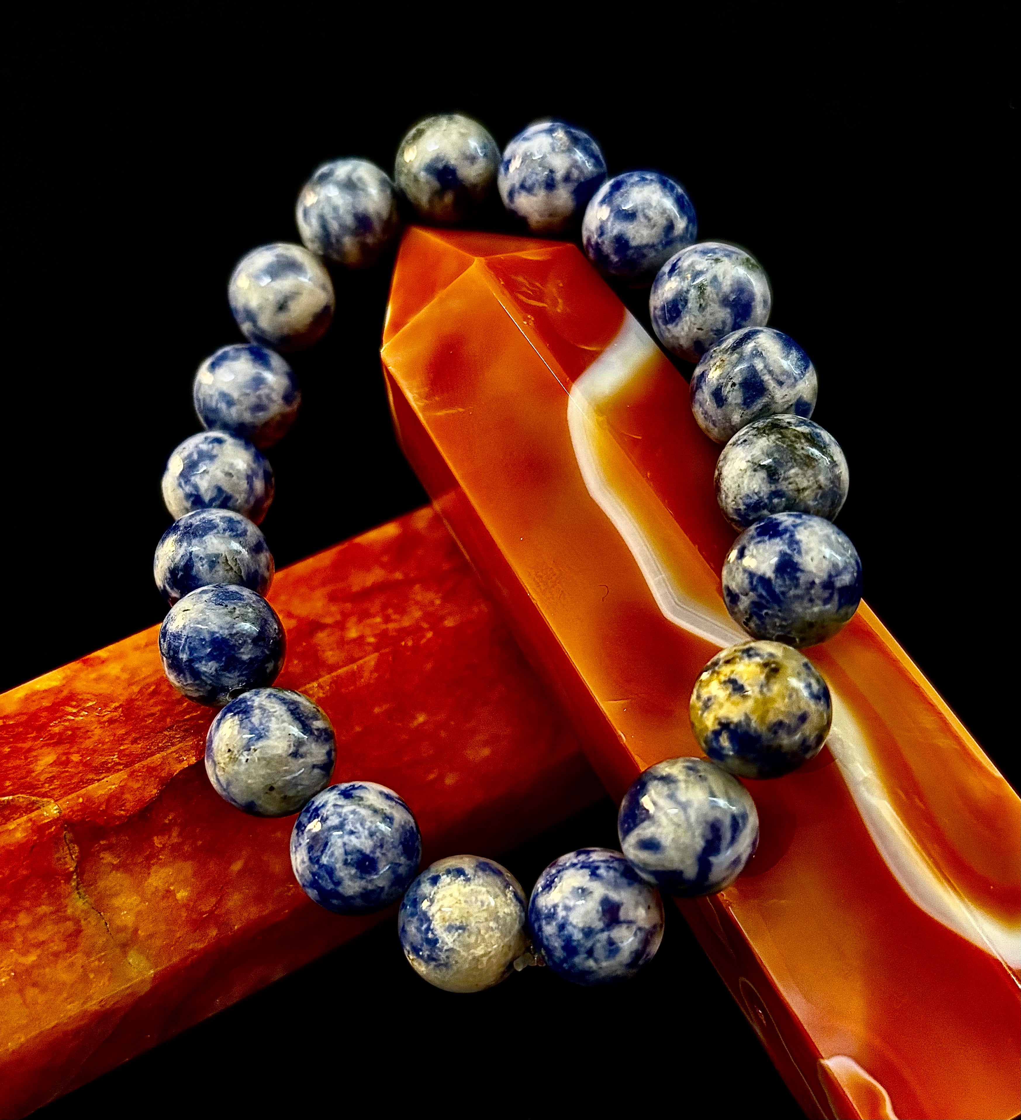 Blue Spot Jasper Beaded Bracelet – Medium Wrists | | Wiccan Center