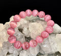 Pink Cat Eye Stone Bracelet (12mm Beads) – Bold Glow Statement Bracelet | | Wiccan Center
