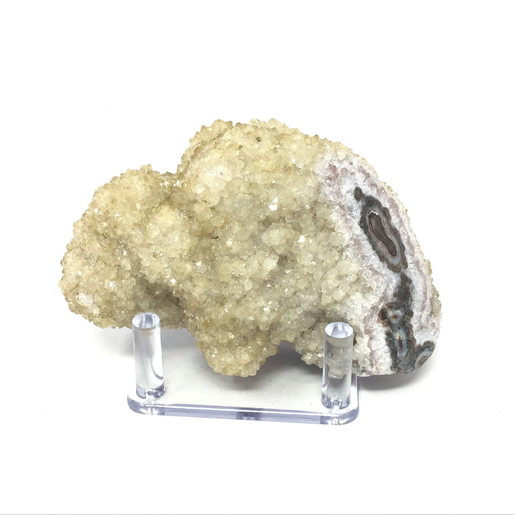 Citrine Druze Stalactite Specimen with Polished Agate Tubuals on Lucite Stand | Crystals & Minerals > Specimens | Wiccan Center