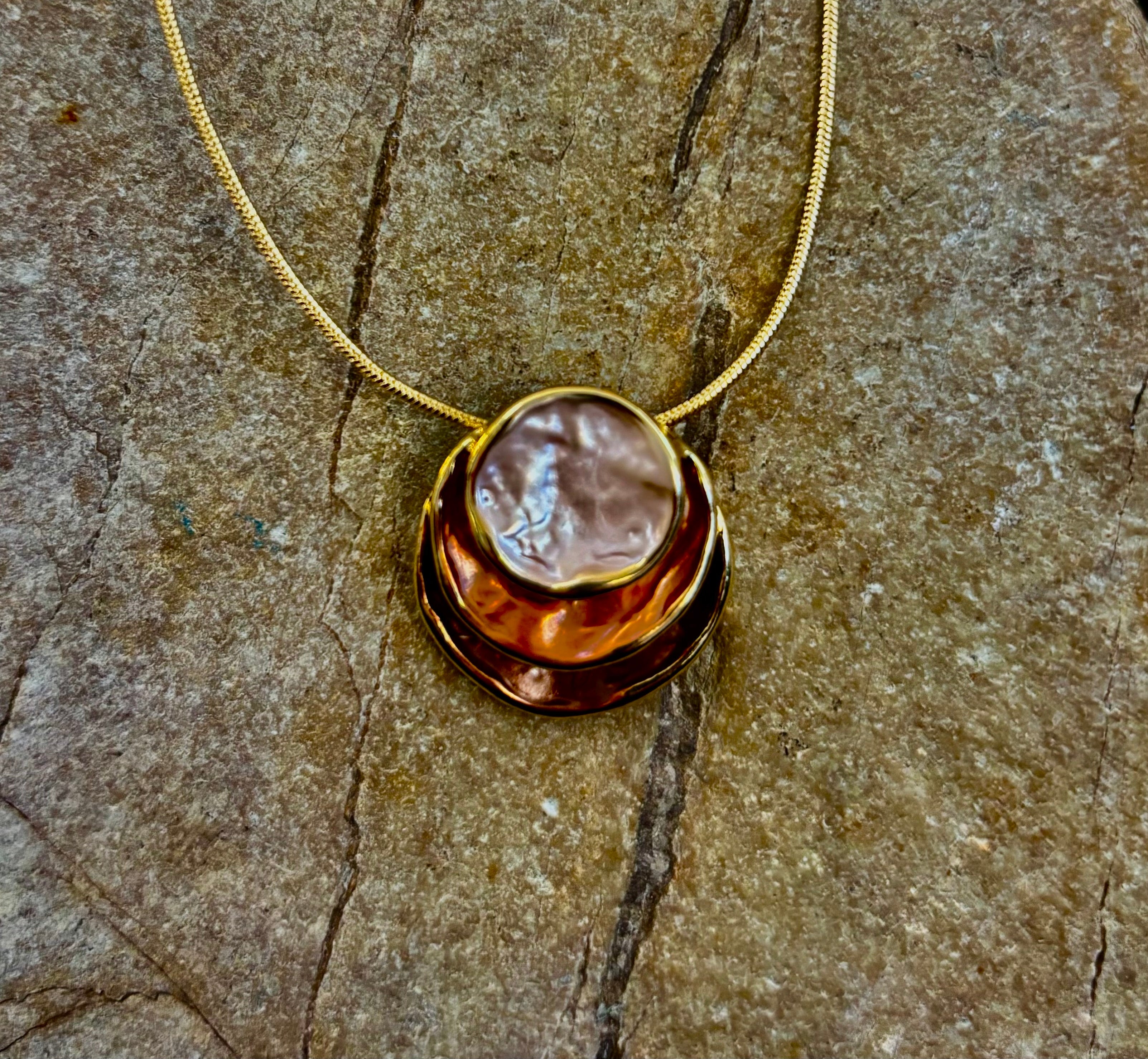 Coastal Glow Layered Shell Pendant Necklace – Gold or Silver Tone | Beach-Inspired Collarbone Necklace | | Wiccan Center