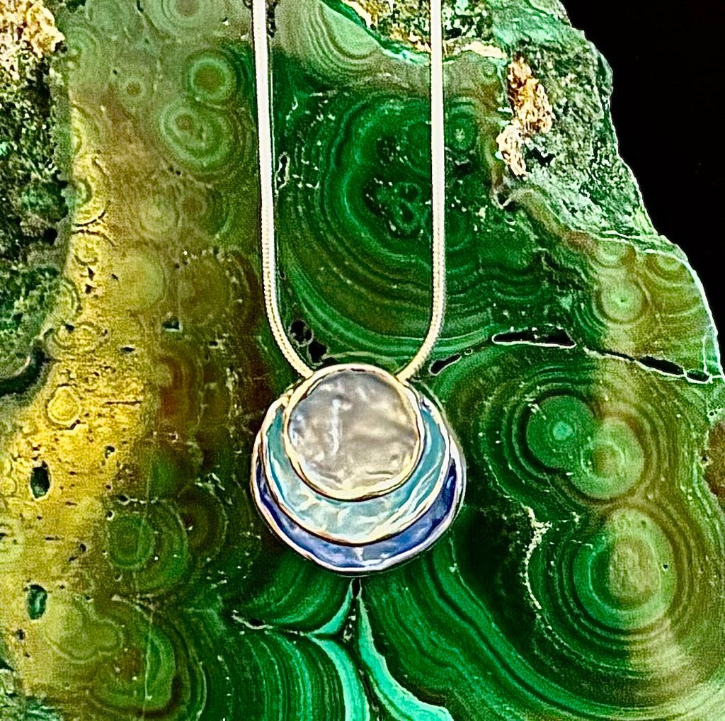 Coastal Glow Layered Shell Pendant Necklace – Gold or Silver Tone | Beach-Inspired Collarbone Necklace | | Wiccan Center