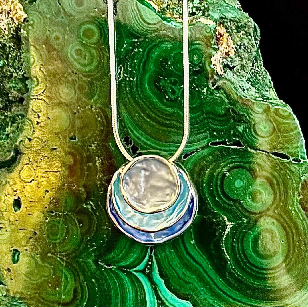 Coastal Glow Layered Shell Pendant Necklace – Gold or Silver Tone | Beach-Inspired Collarbone Necklace | | Wiccan Center