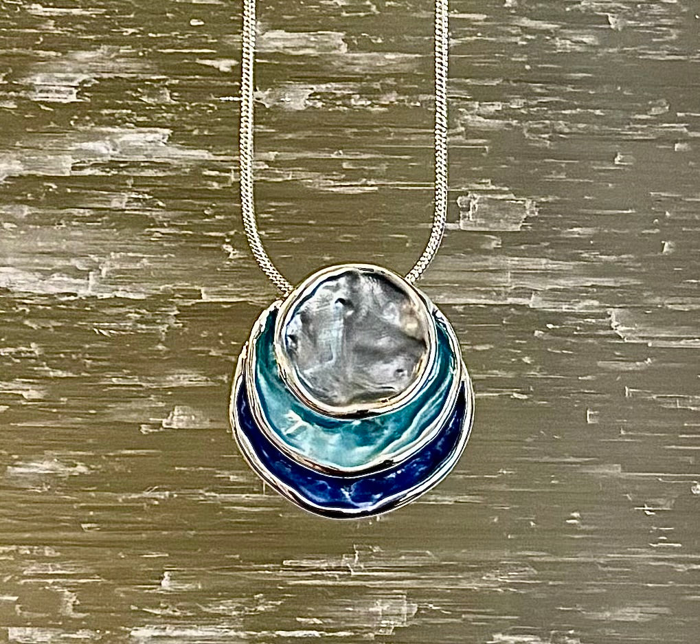 Coastal Glow Layered Shell Pendant Necklace – Gold or Silver Tone | Beach-Inspired Collarbone Necklace | | Wiccan Center