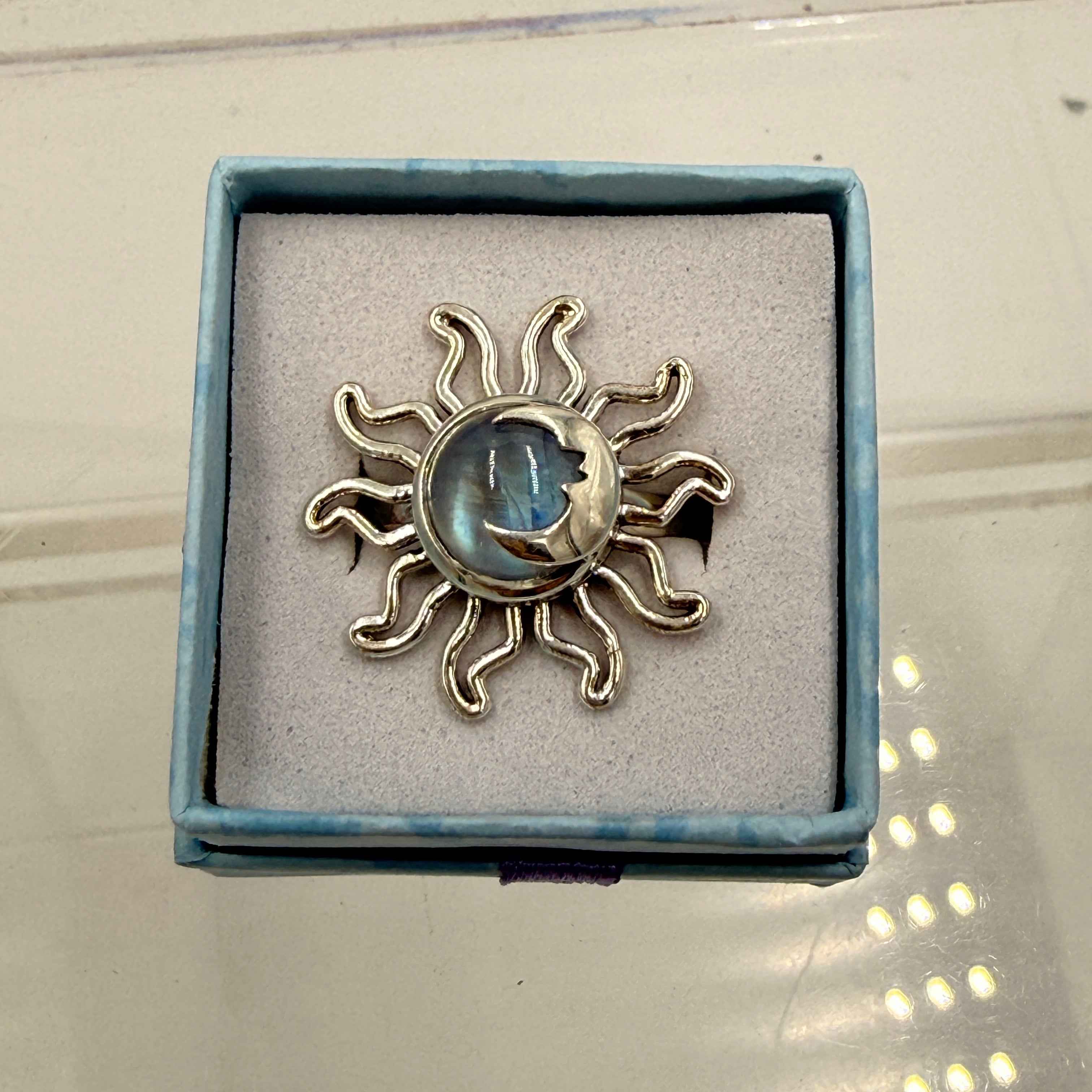 Sterling Silver Sun & Moon Moonstone Ring - Size 10 - Intuitive, Balance & Serenity | Rings | Wiccan Center
