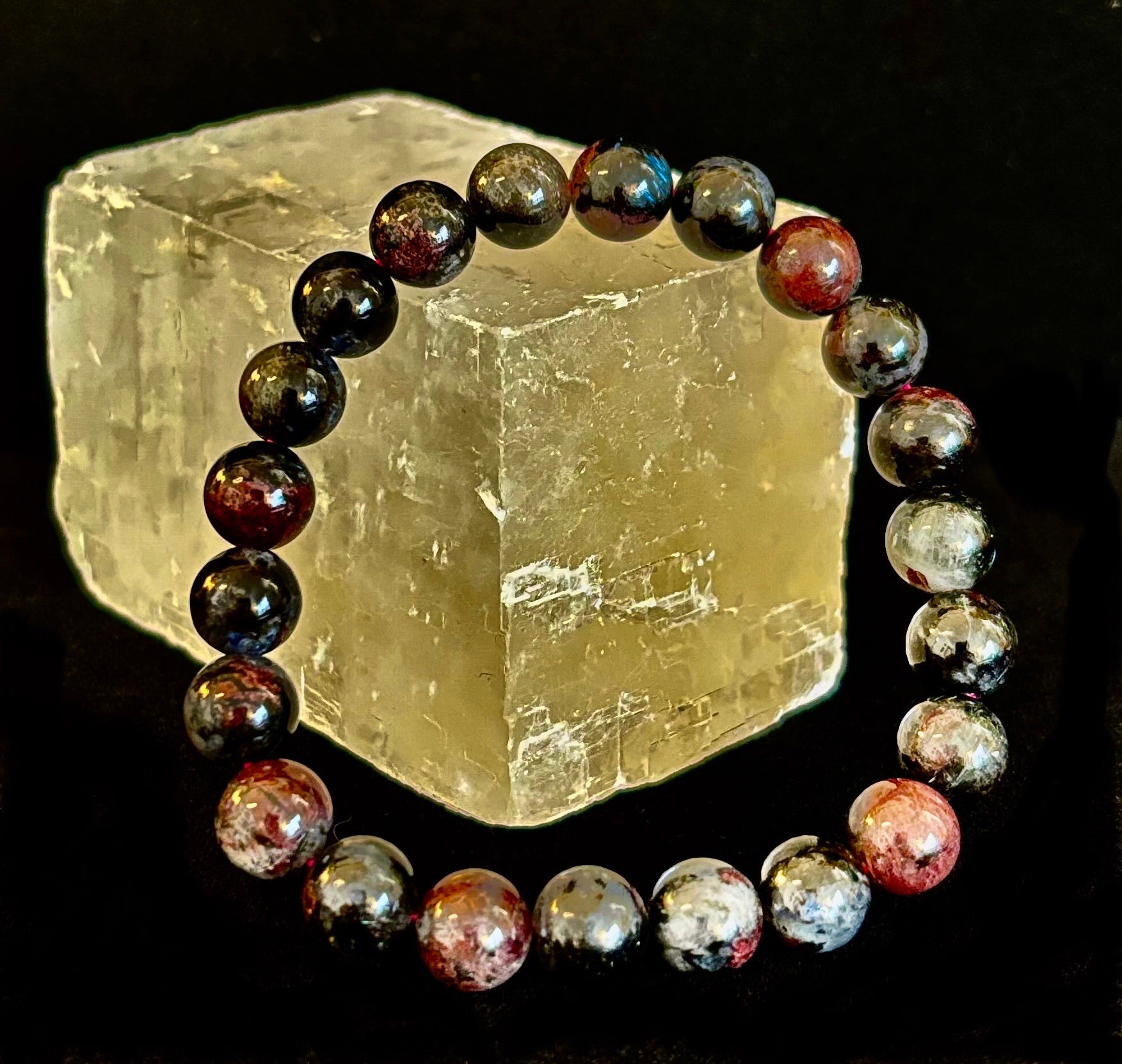 Astrophyllite with Garnet Bracelet – Grounded Transformation & Passionate Strength (8mm Beads) | | Wiccan Center