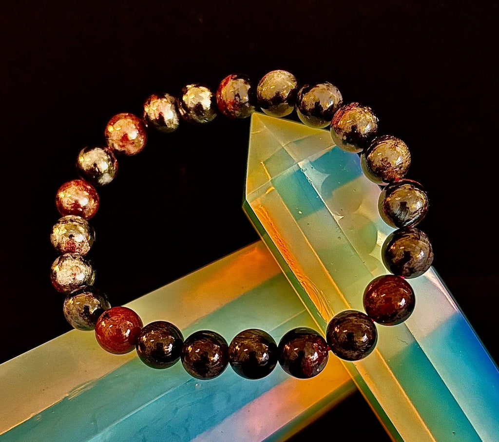 Astrophyllite with Garnet Bracelet – Grounded Transformation & Passionate Strength (8mm Beads) | | Wiccan Center
