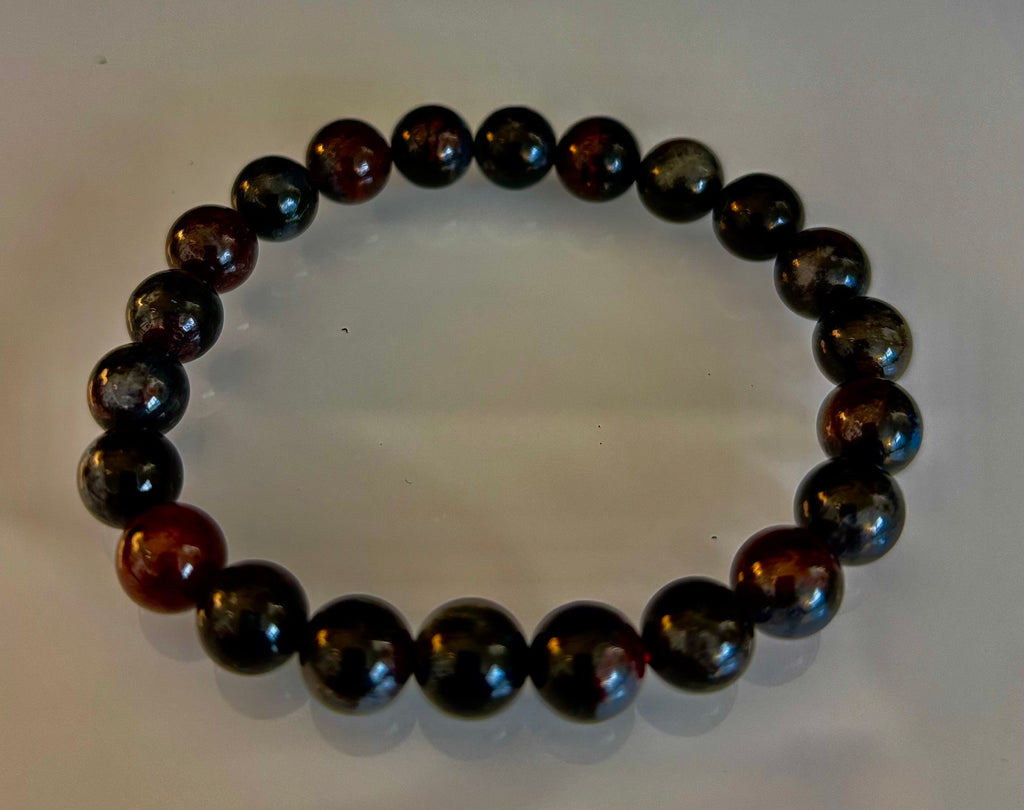 Astrophyllite with Garnet Bracelet – Grounded Transformation & Passionate Strength (8mm Beads) | | Wiccan Center