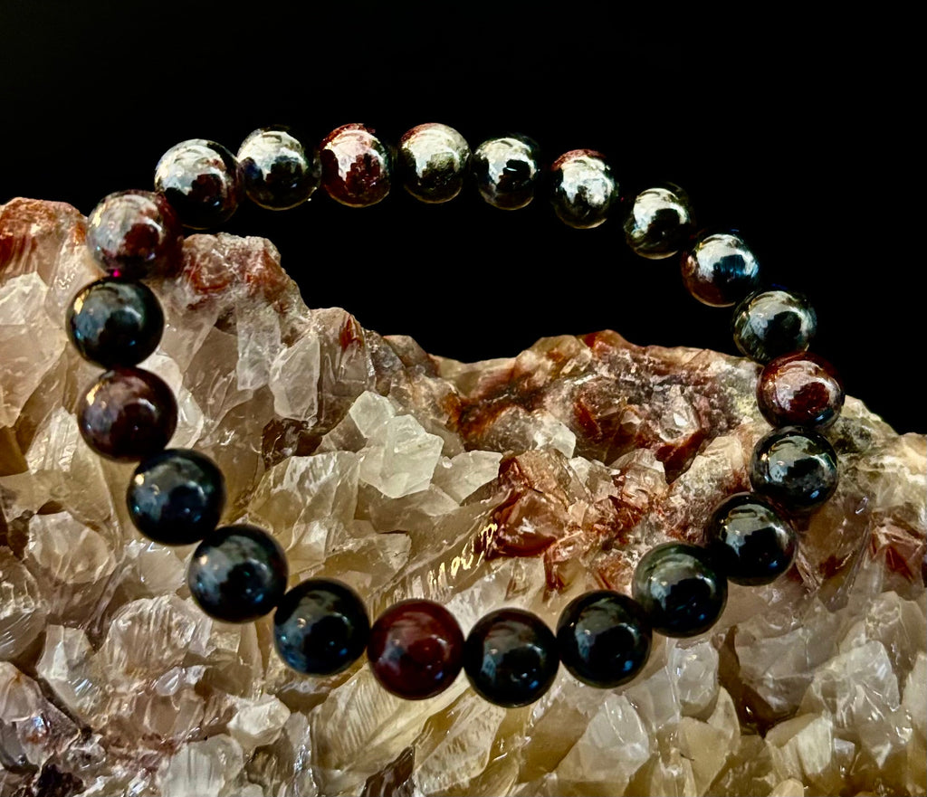 Astrophyllite with Garnet Bracelet – Grounded Transformation & Passionate Strength (8mm Beads) | | Wiccan Center